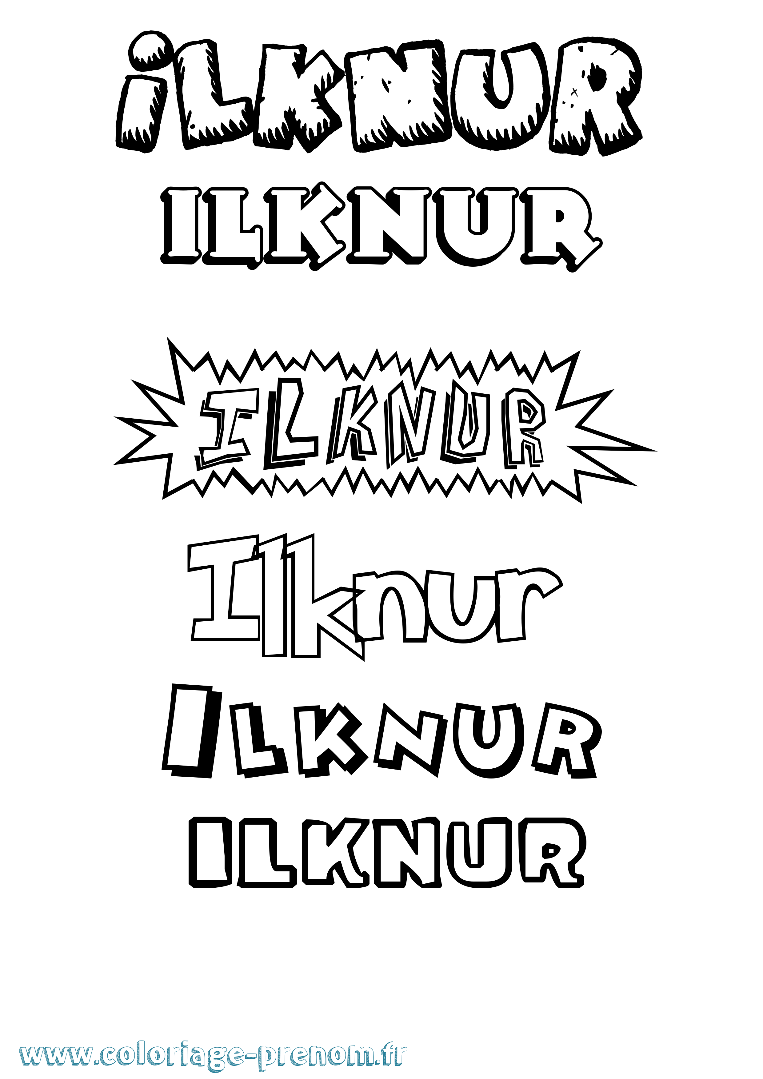 Coloriage Ilknur Dessin Animé Coloriage prénom Ilknur Dessin Animé