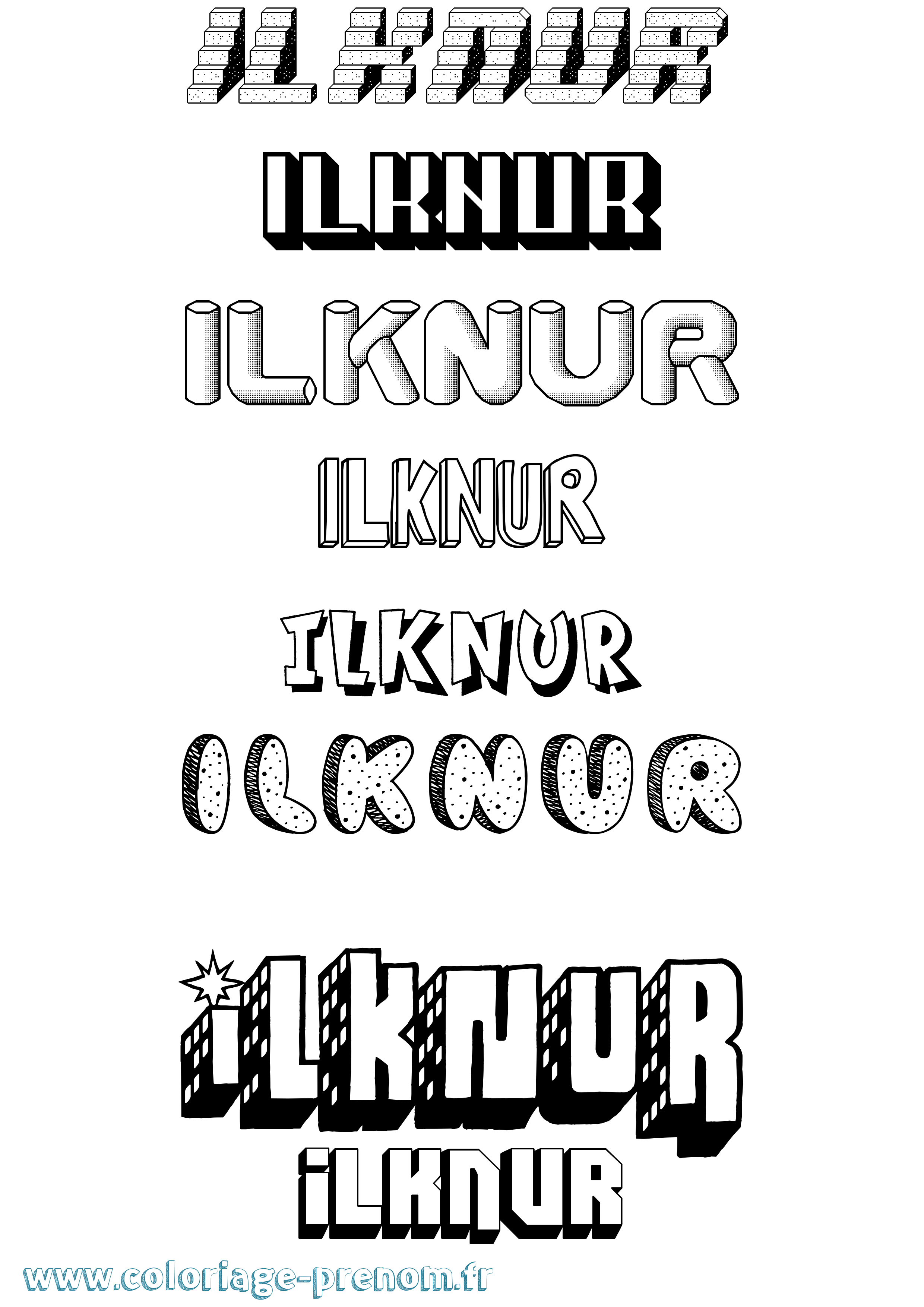 Coloriage Ilknur Effet 3D Coloriage prénom Ilknur Effet 3D