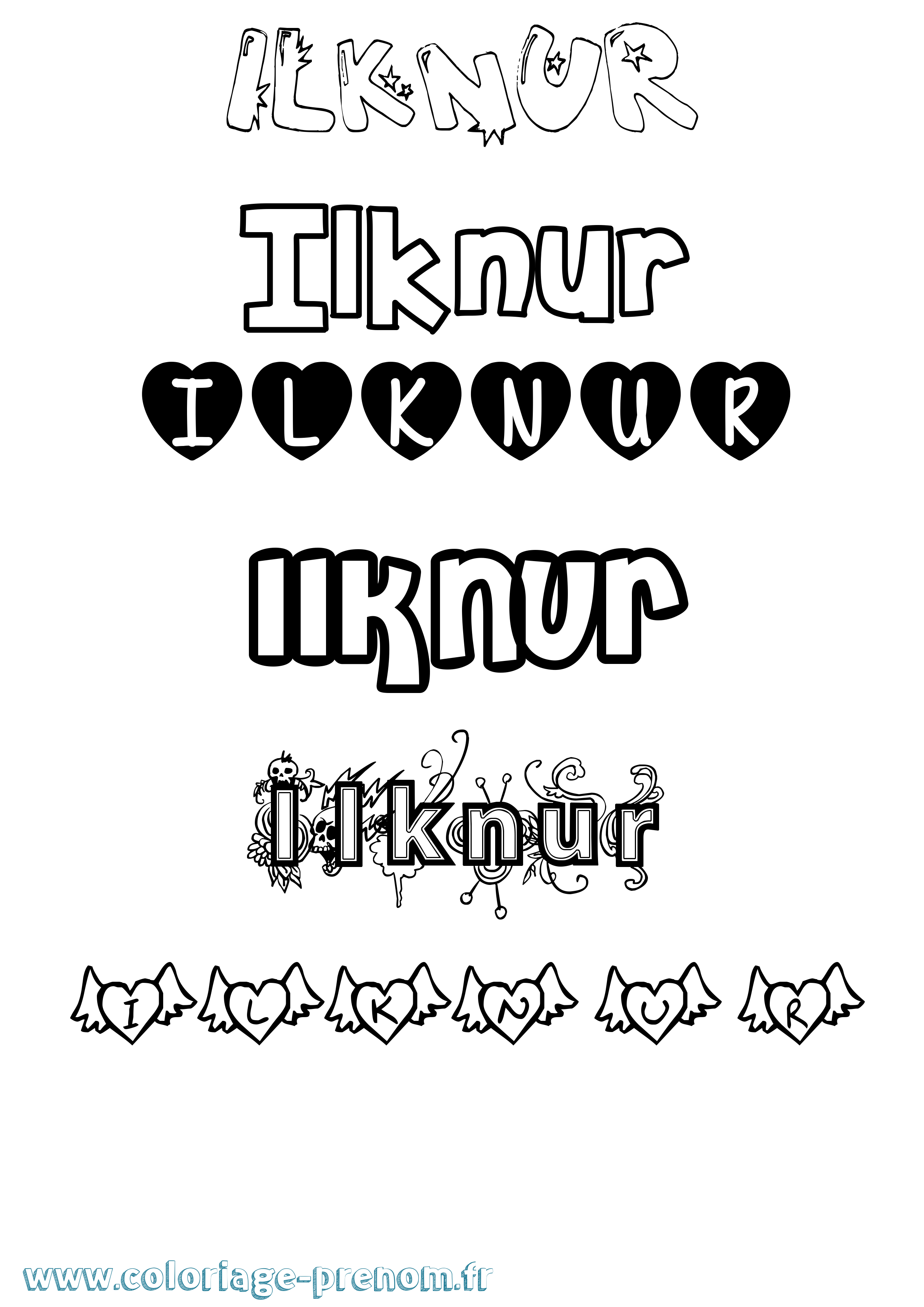 Coloriage Ilknur Girly Coloriage prénom Ilknur Girly