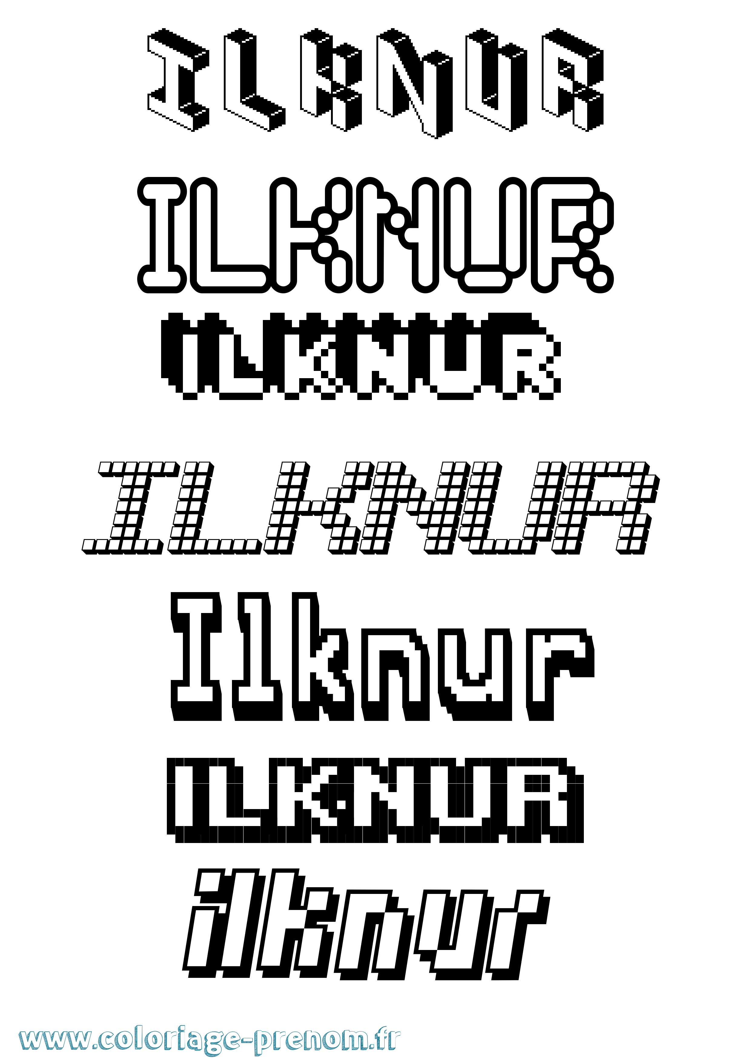 Coloriage Ilknur Pixel Coloriage prénom Ilknur Pixel