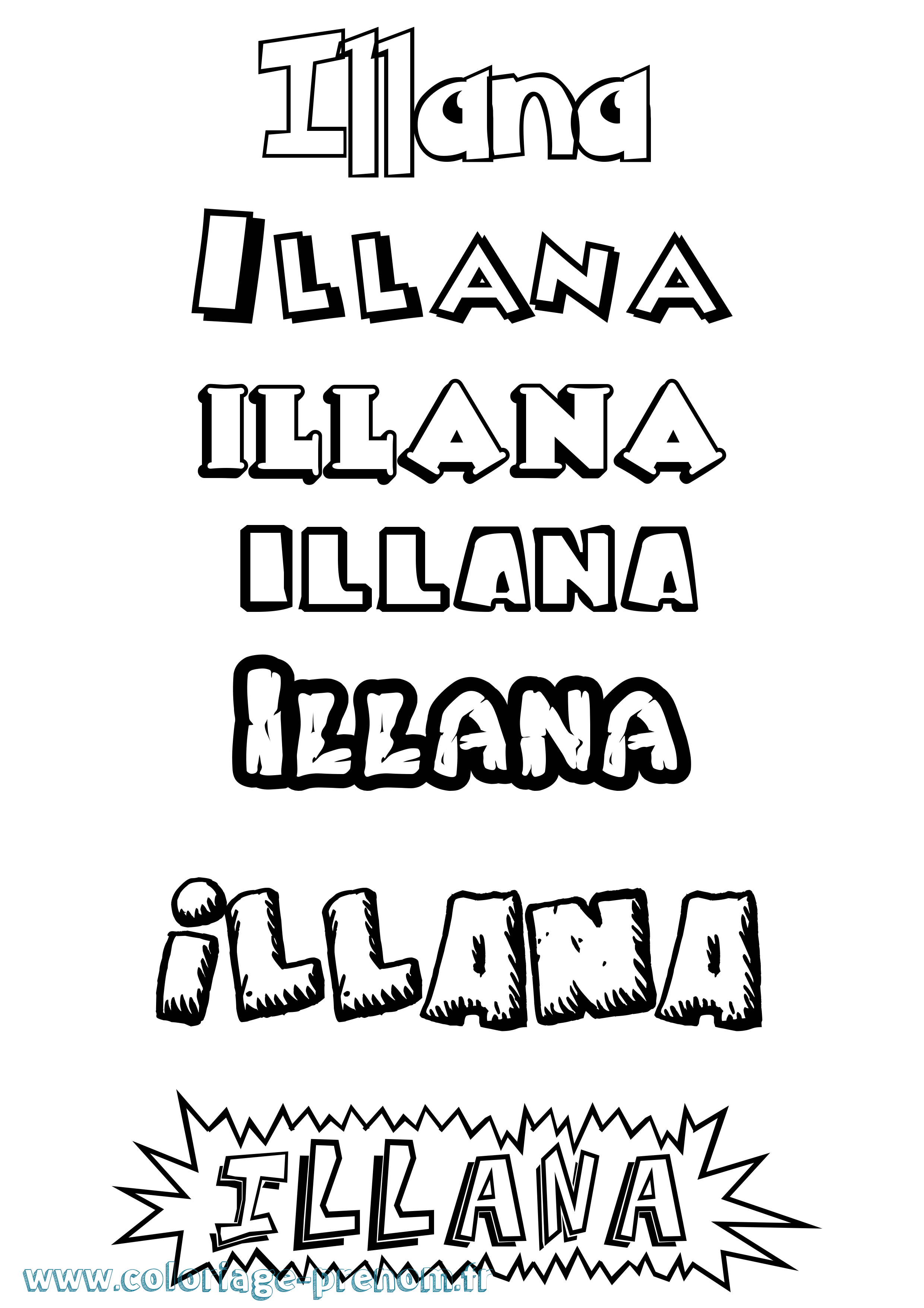 Coloriage Illana Dessin Animé Coloriage prénom Illana Dessin Animé