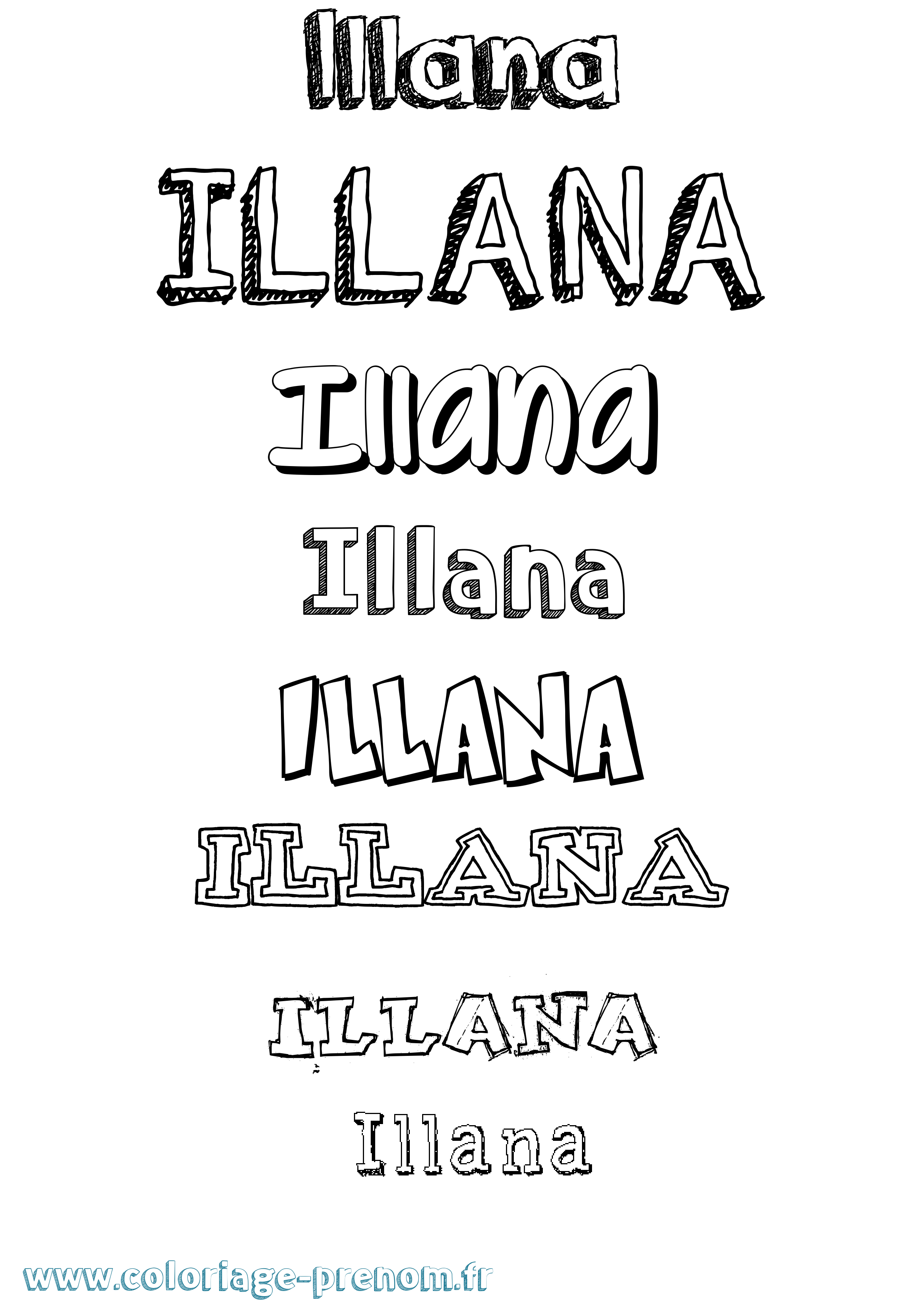 Coloriage Illana Dessiné Coloriage prénom Illana Dessiné