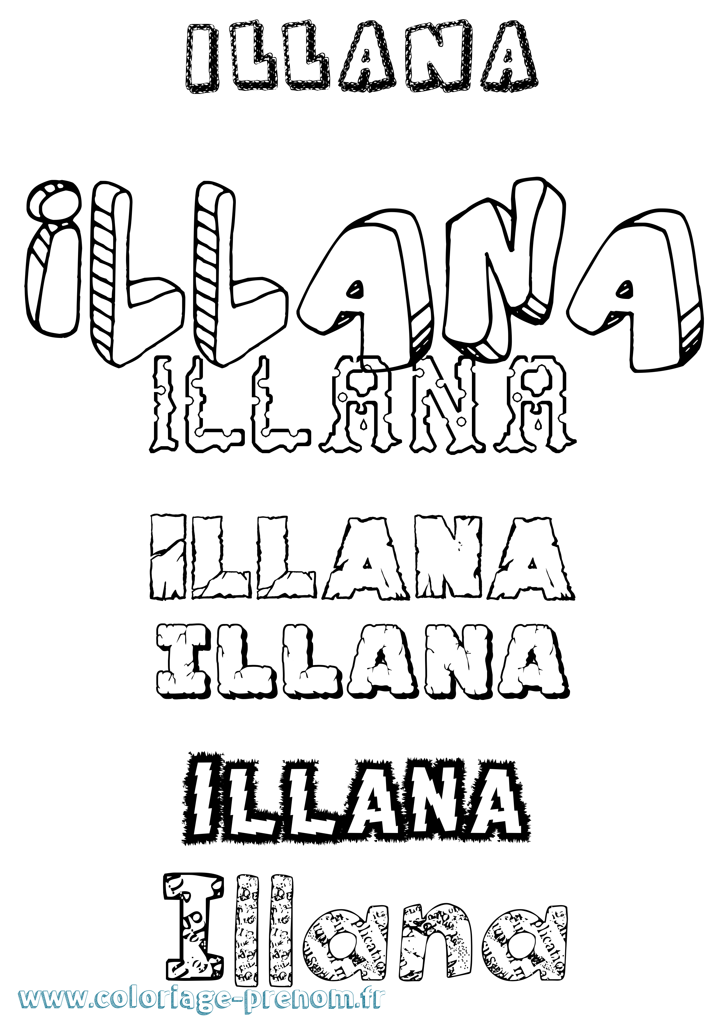 Coloriage Illana Destructuré Coloriage prénom Illana Destructuré
