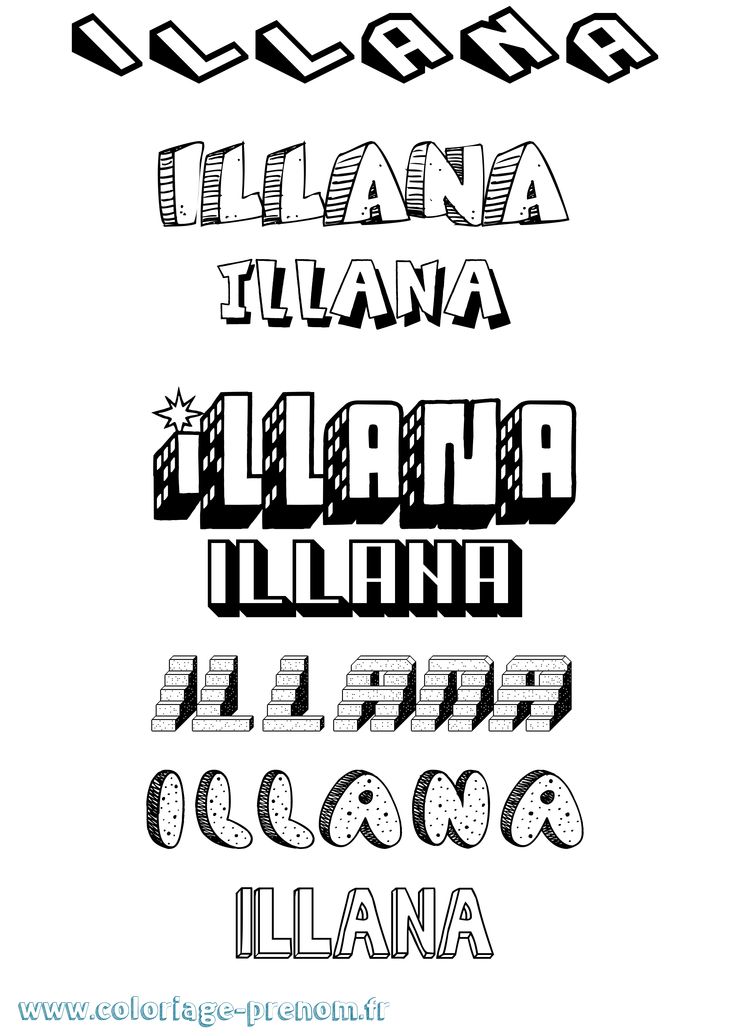 Coloriage Illana Effet 3D Coloriage prénom Illana Effet 3D