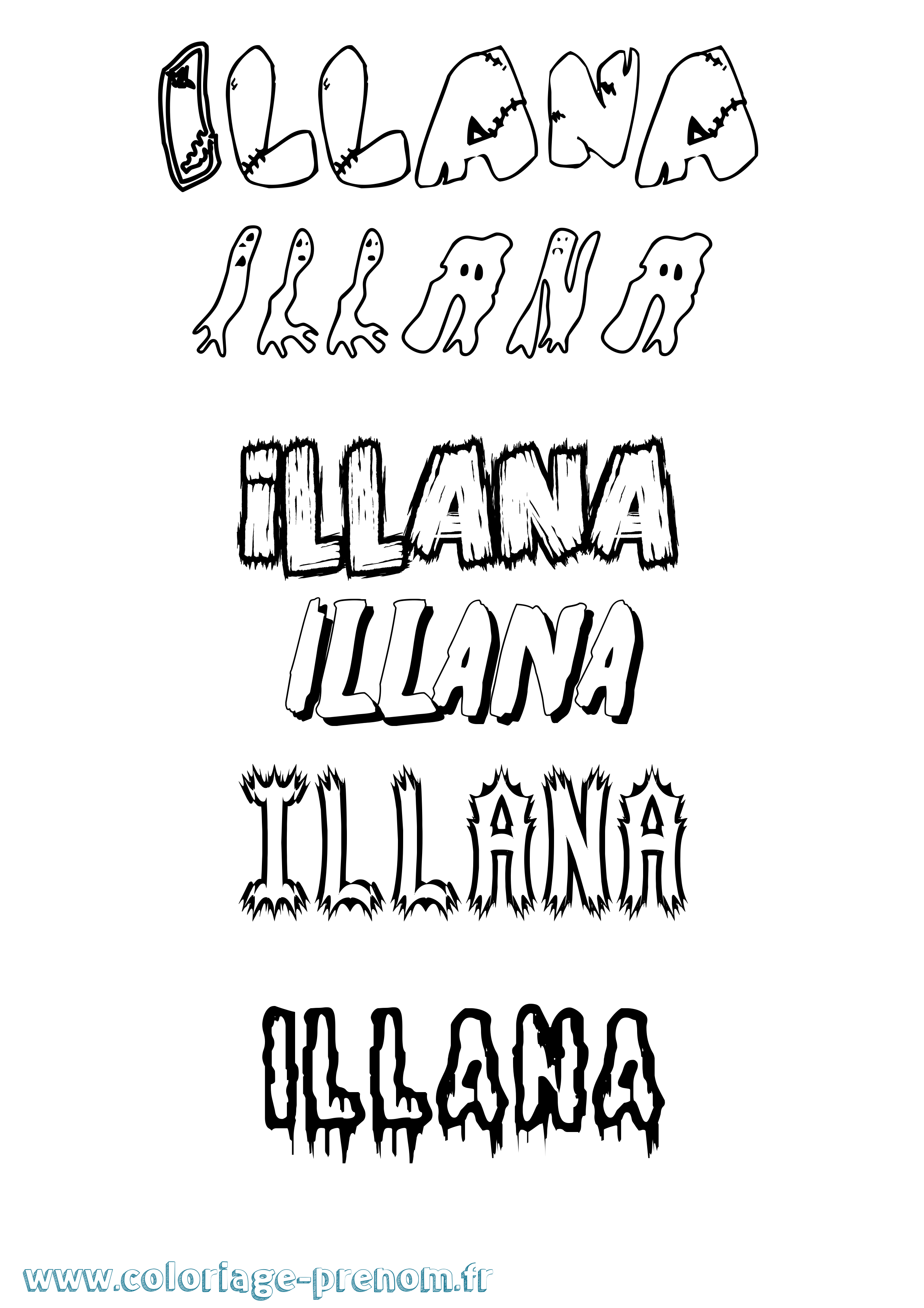 Coloriage Illana Frisson Coloriage prénom Illana Frisson