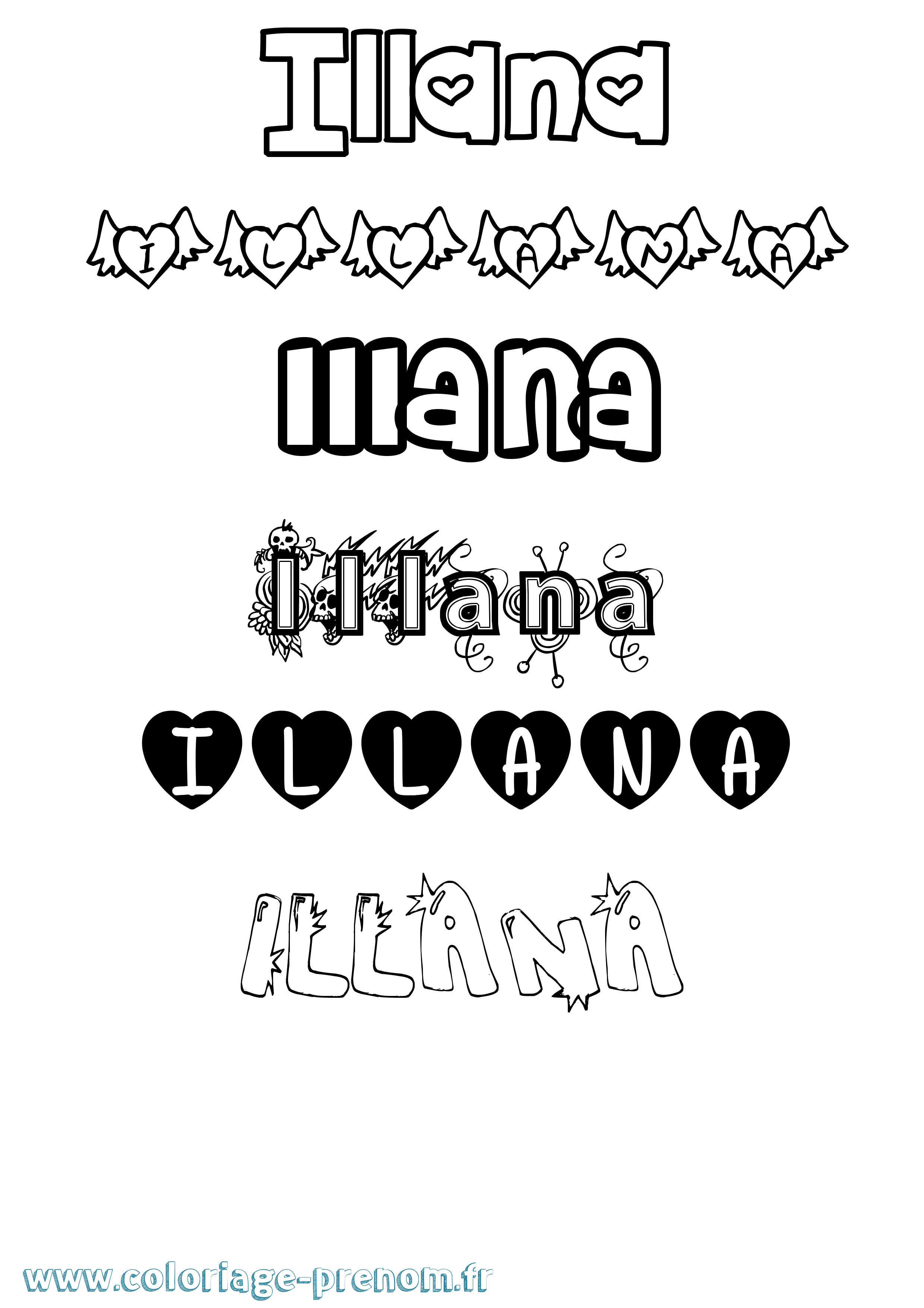 Coloriage Illana Girly Coloriage prénom Illana Girly