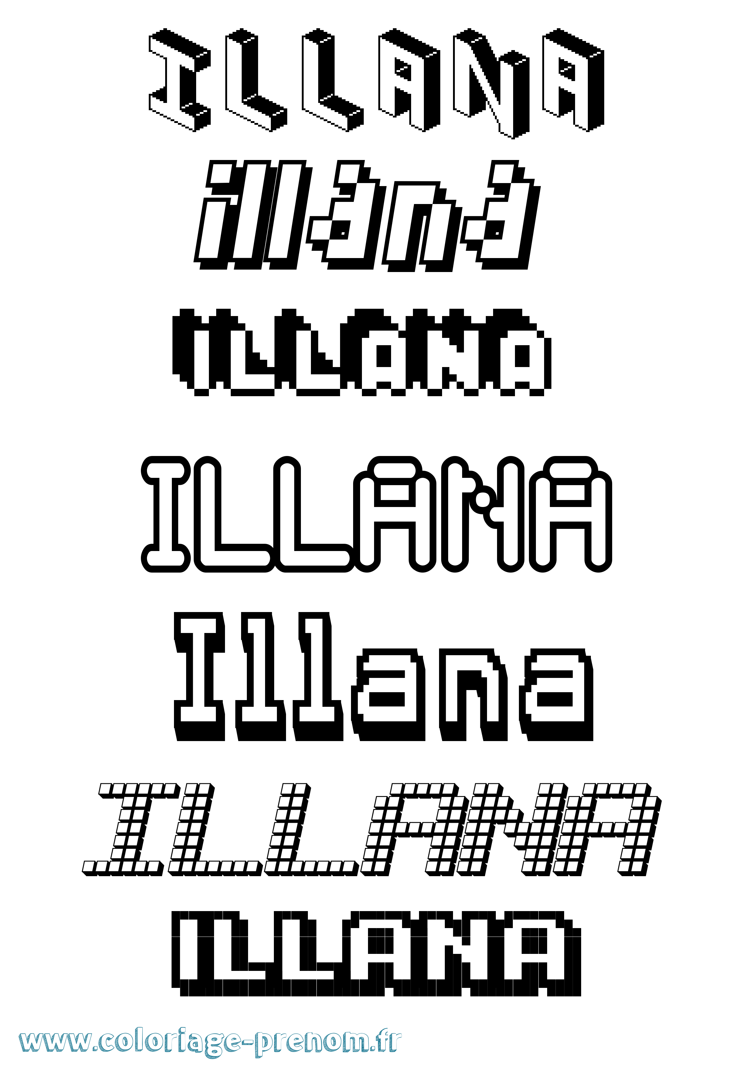 Coloriage Illana Pixel Coloriage prénom Illana Pixel