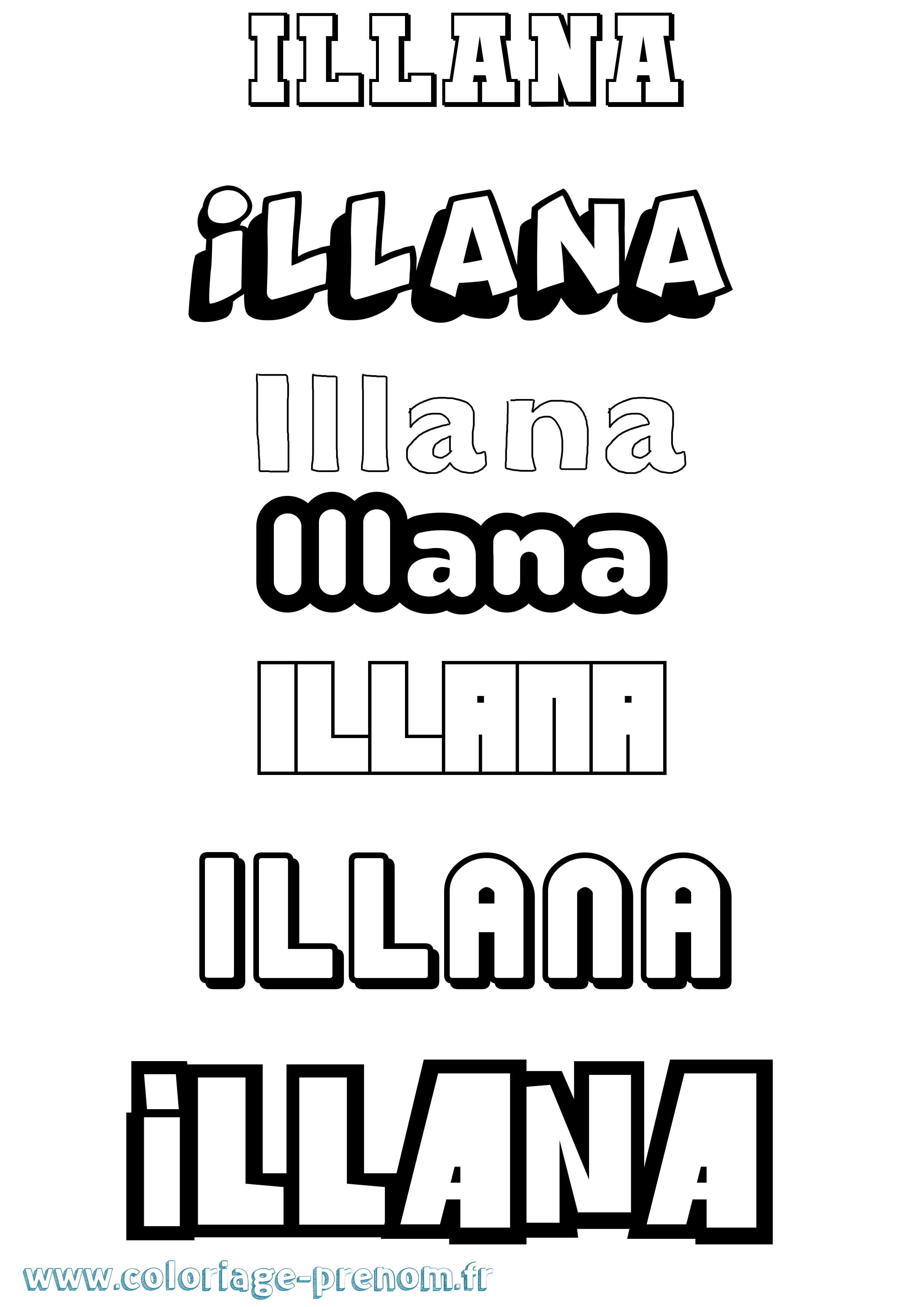 Coloriage Illana Simple Coloriage prénom Illana Simple