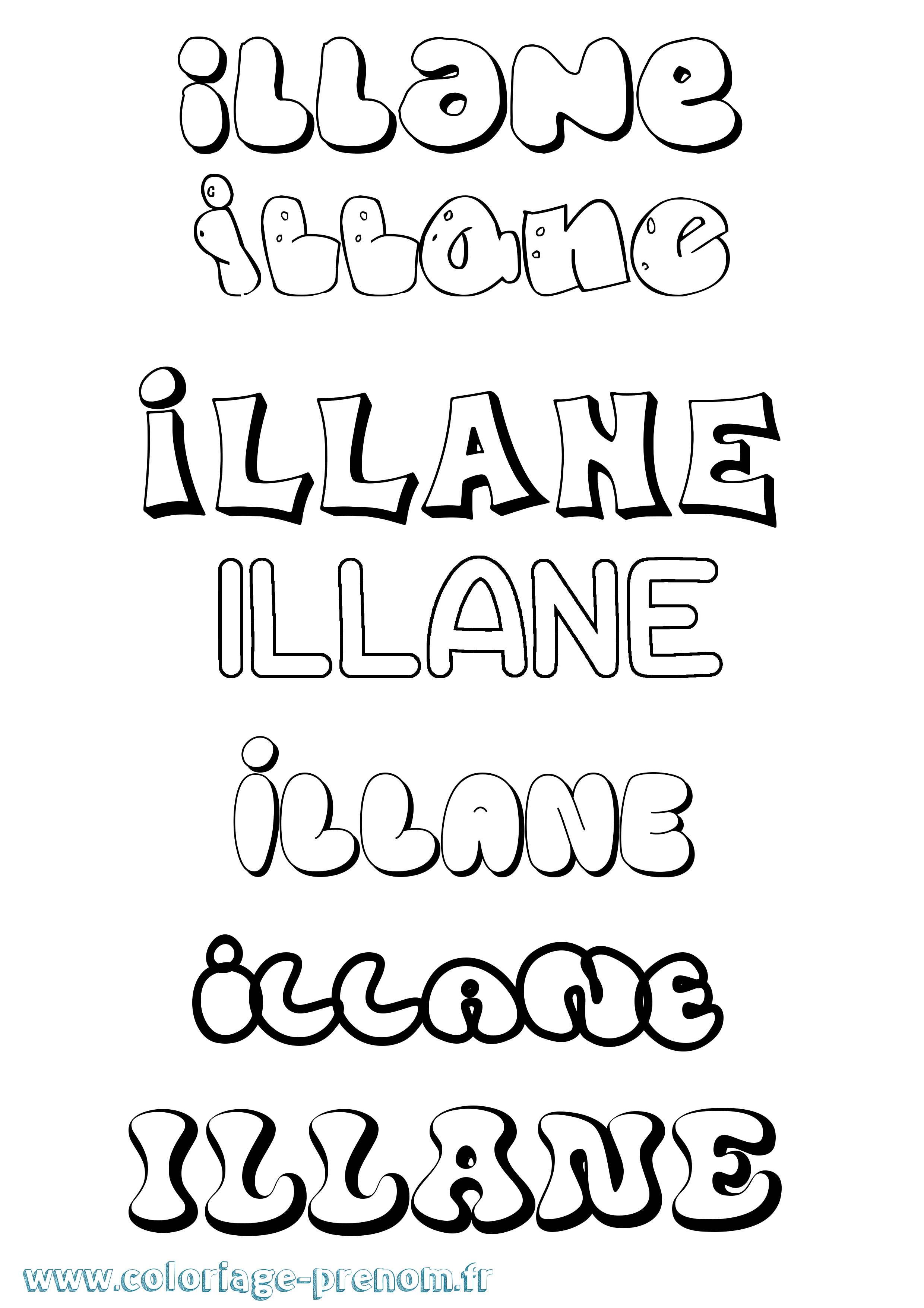Coloriage Illane Bubble Coloriage prénom Illane Bubble