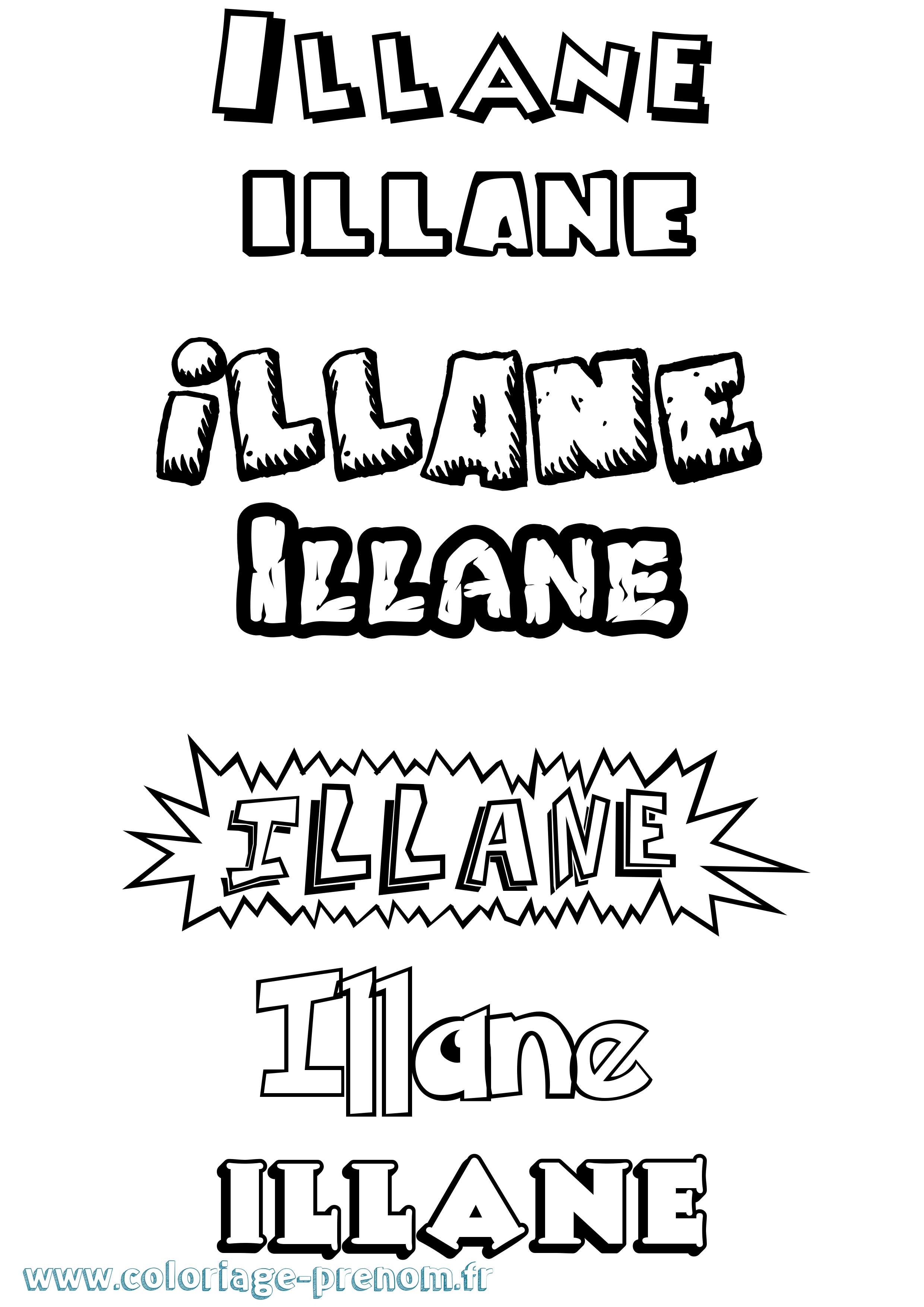 Coloriage Illane Dessin Animé Coloriage prénom Illane Dessin Animé