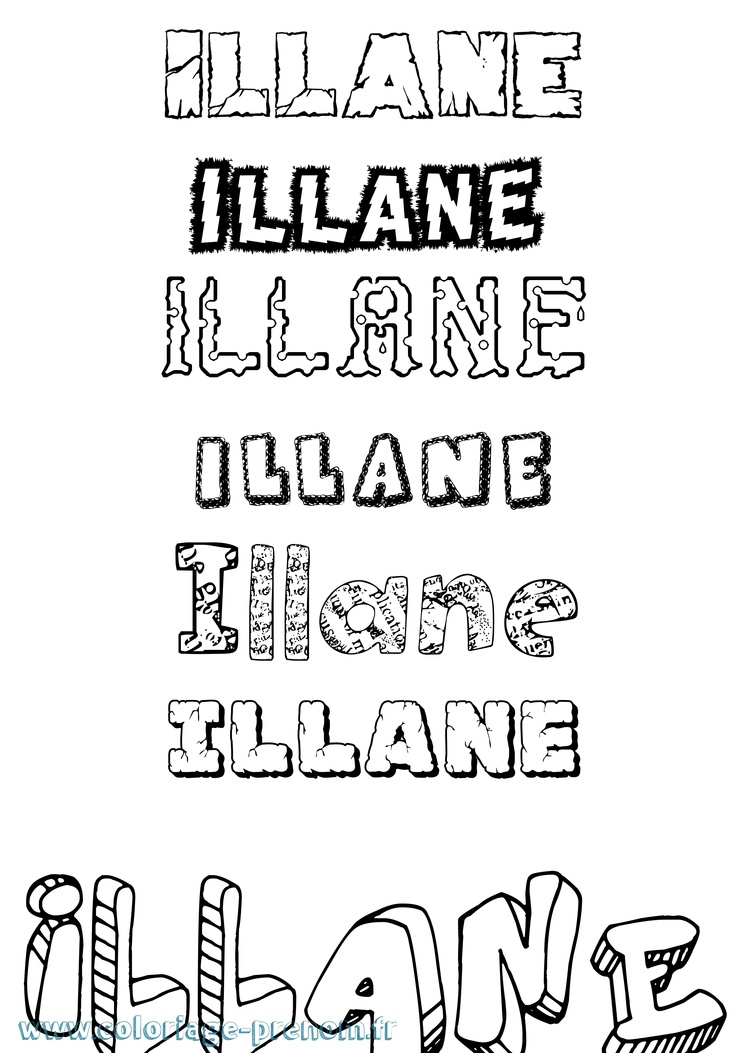Coloriage Illane Destructuré Coloriage prénom Illane Destructuré