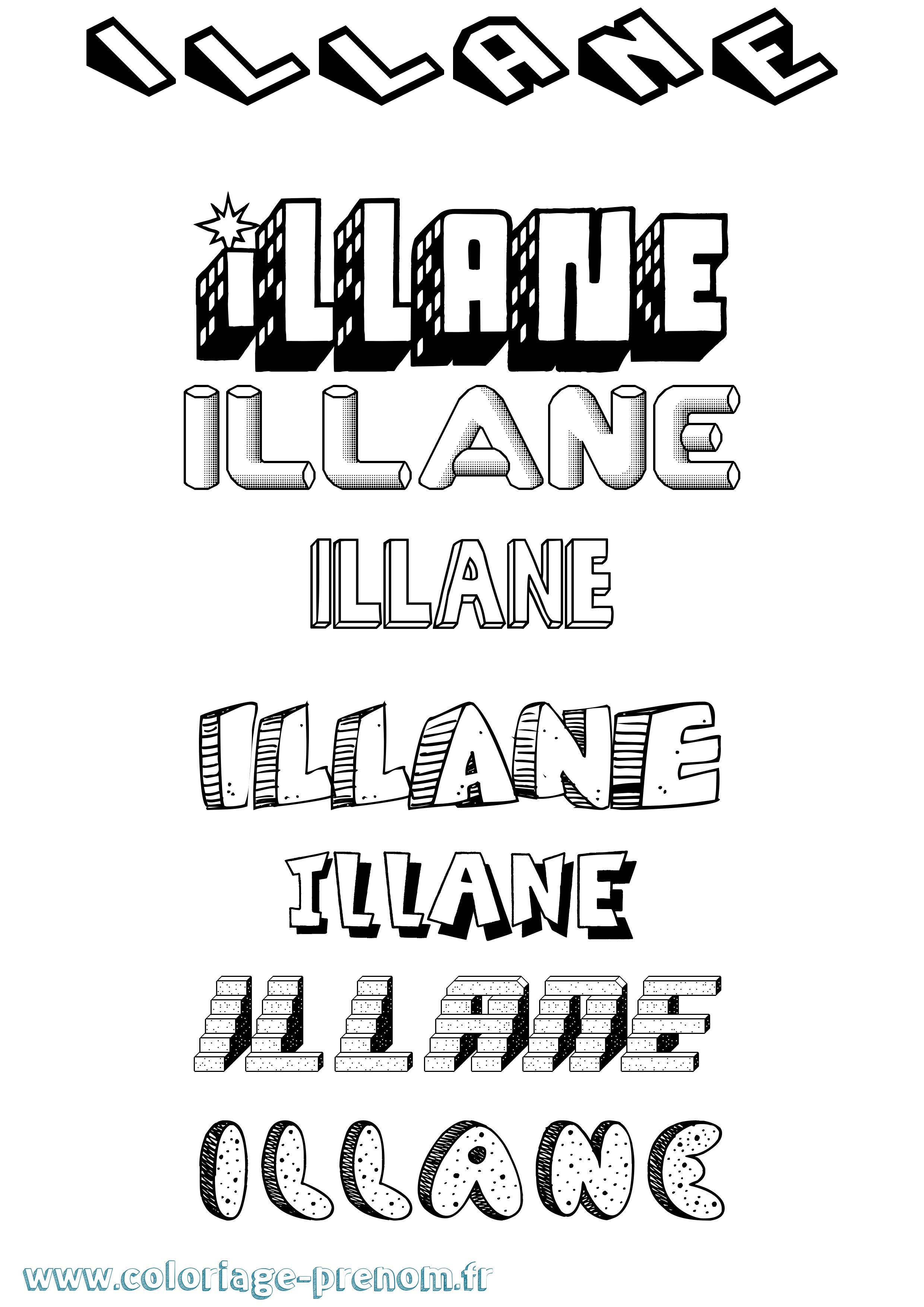 Coloriage Illane Effet 3D Coloriage prénom Illane Effet 3D