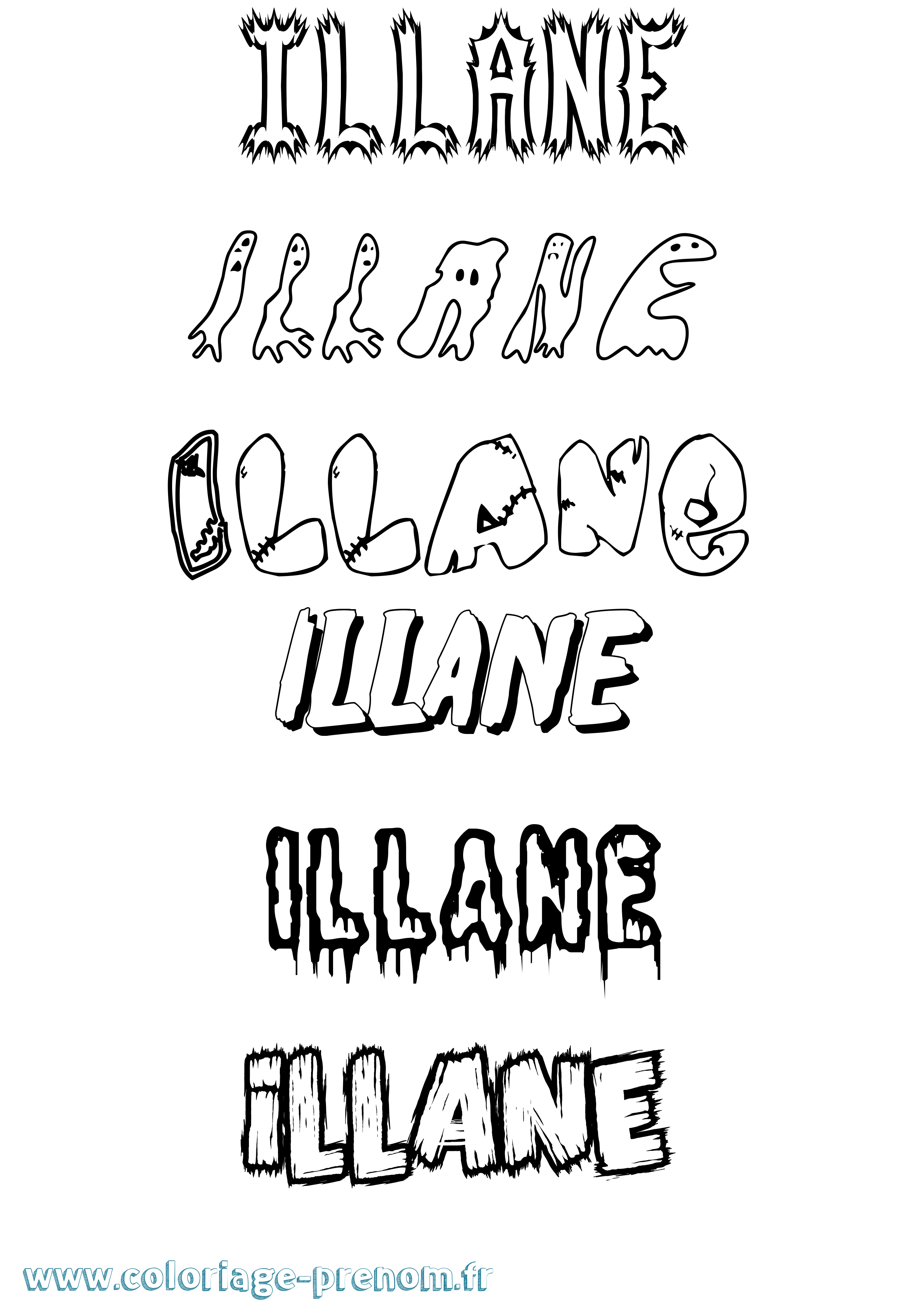 Coloriage Illane Frisson Coloriage prénom Illane Frisson