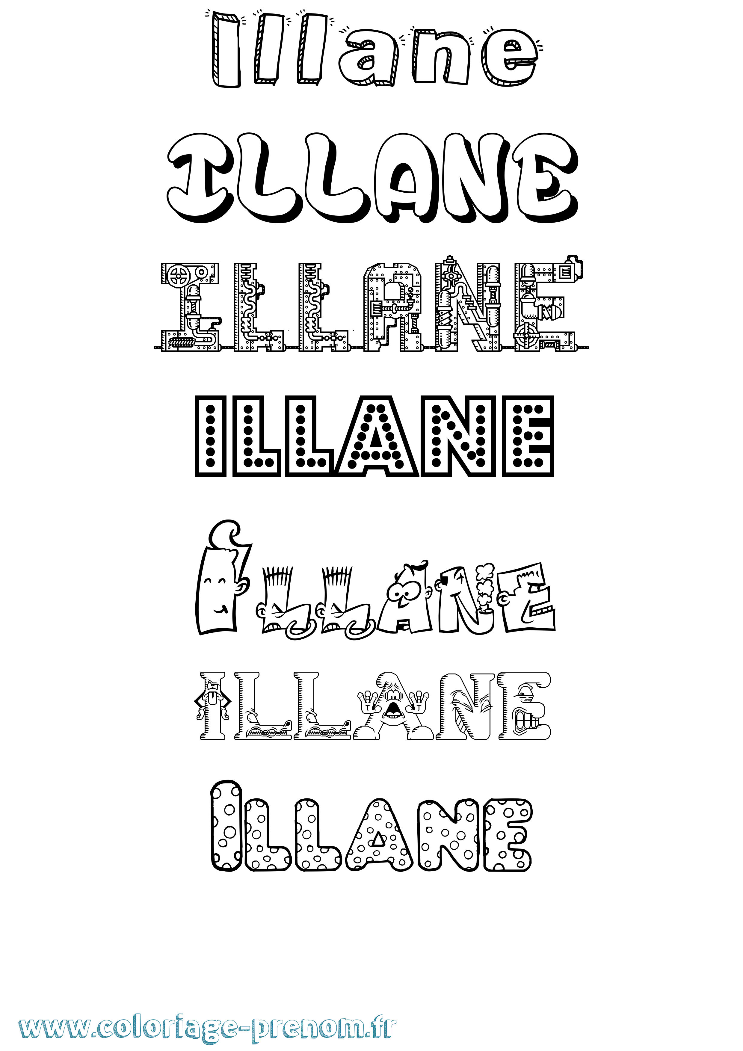 Coloriage Illane Fun Coloriage prénom Illane Fun
