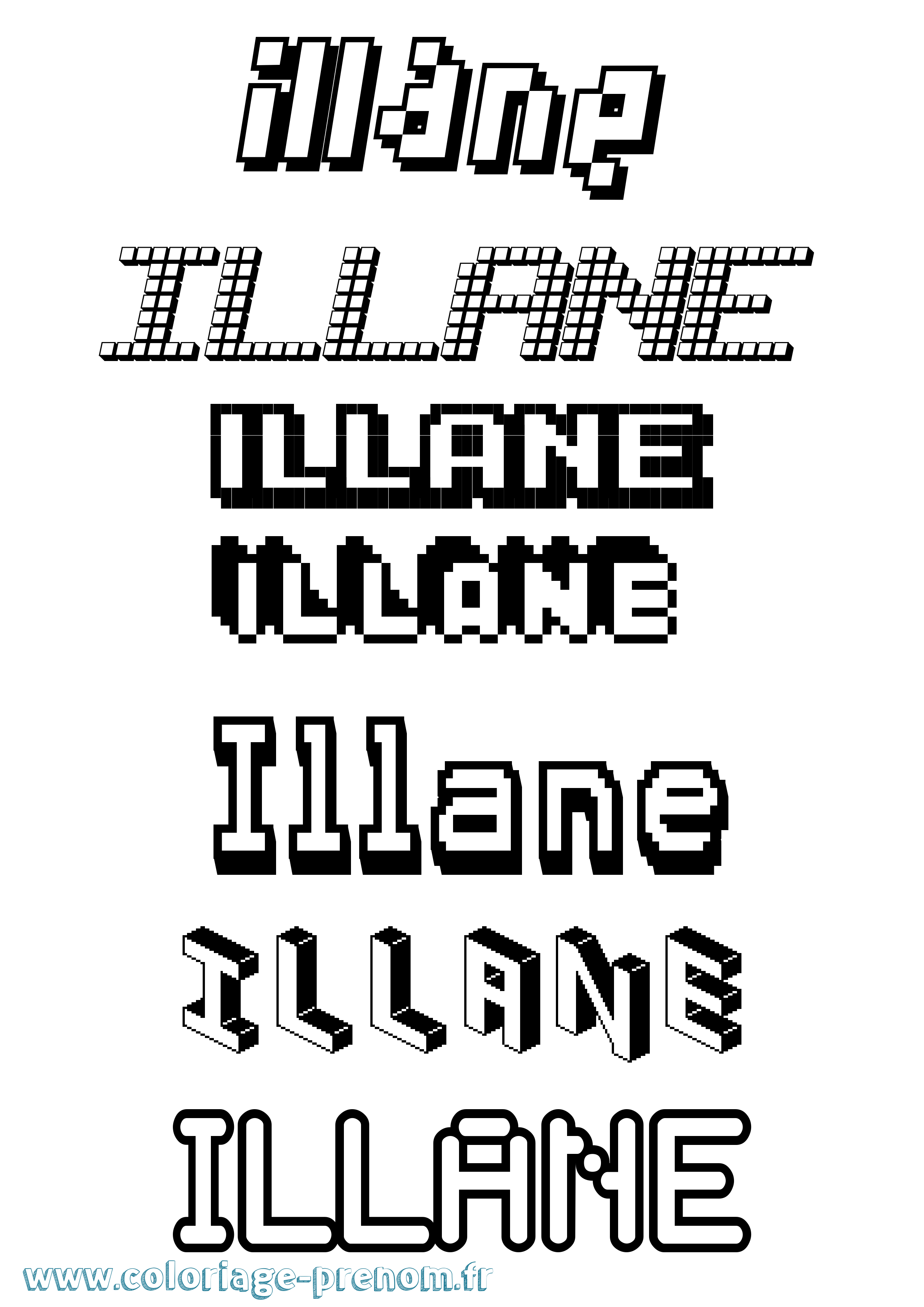 Coloriage Illane Pixel Coloriage prénom Illane Pixel