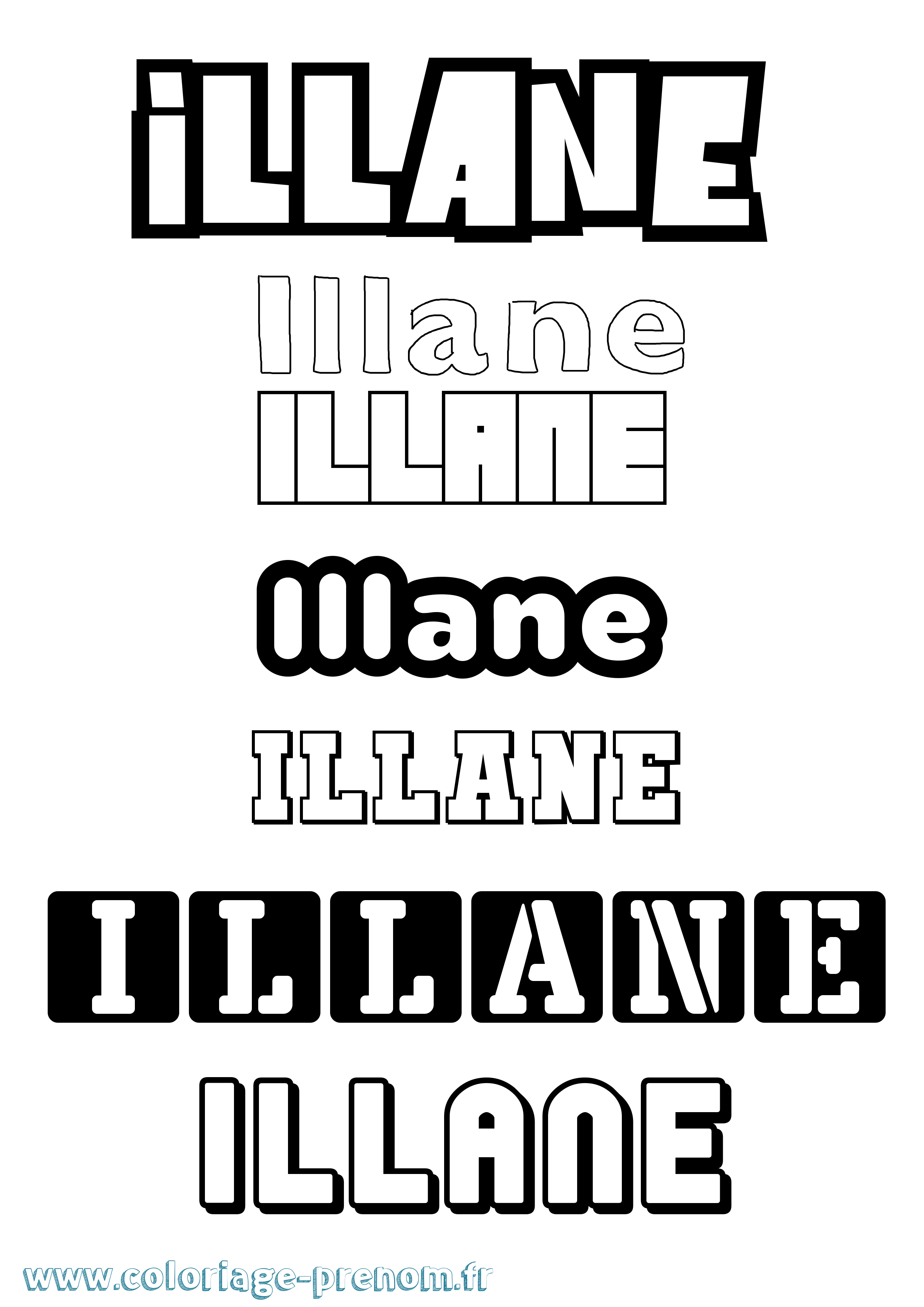 Coloriage Illane Simple Coloriage prénom Illane Simple