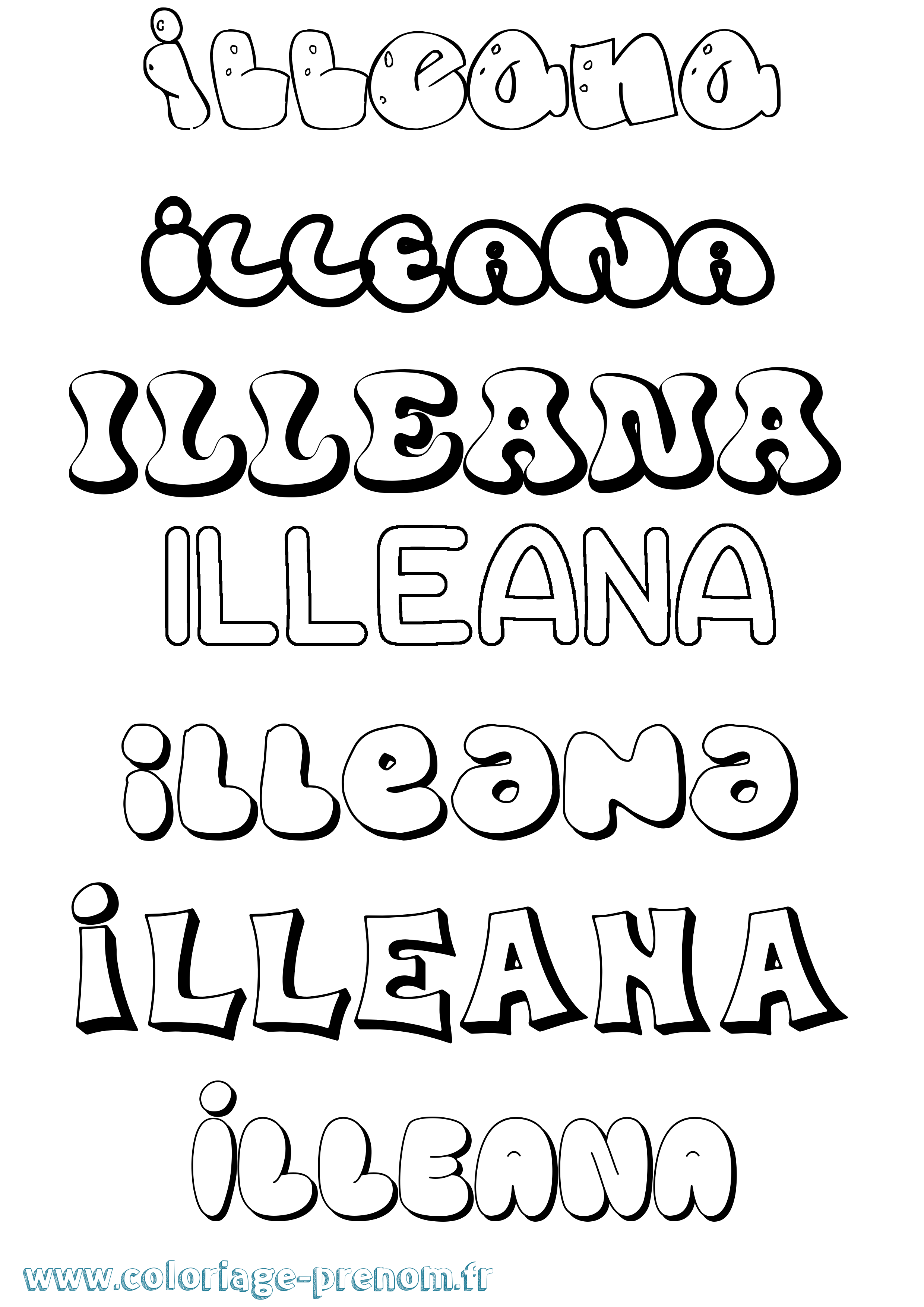 Coloriage Illeana Bubble Coloriage prénom Illeana Bubble
