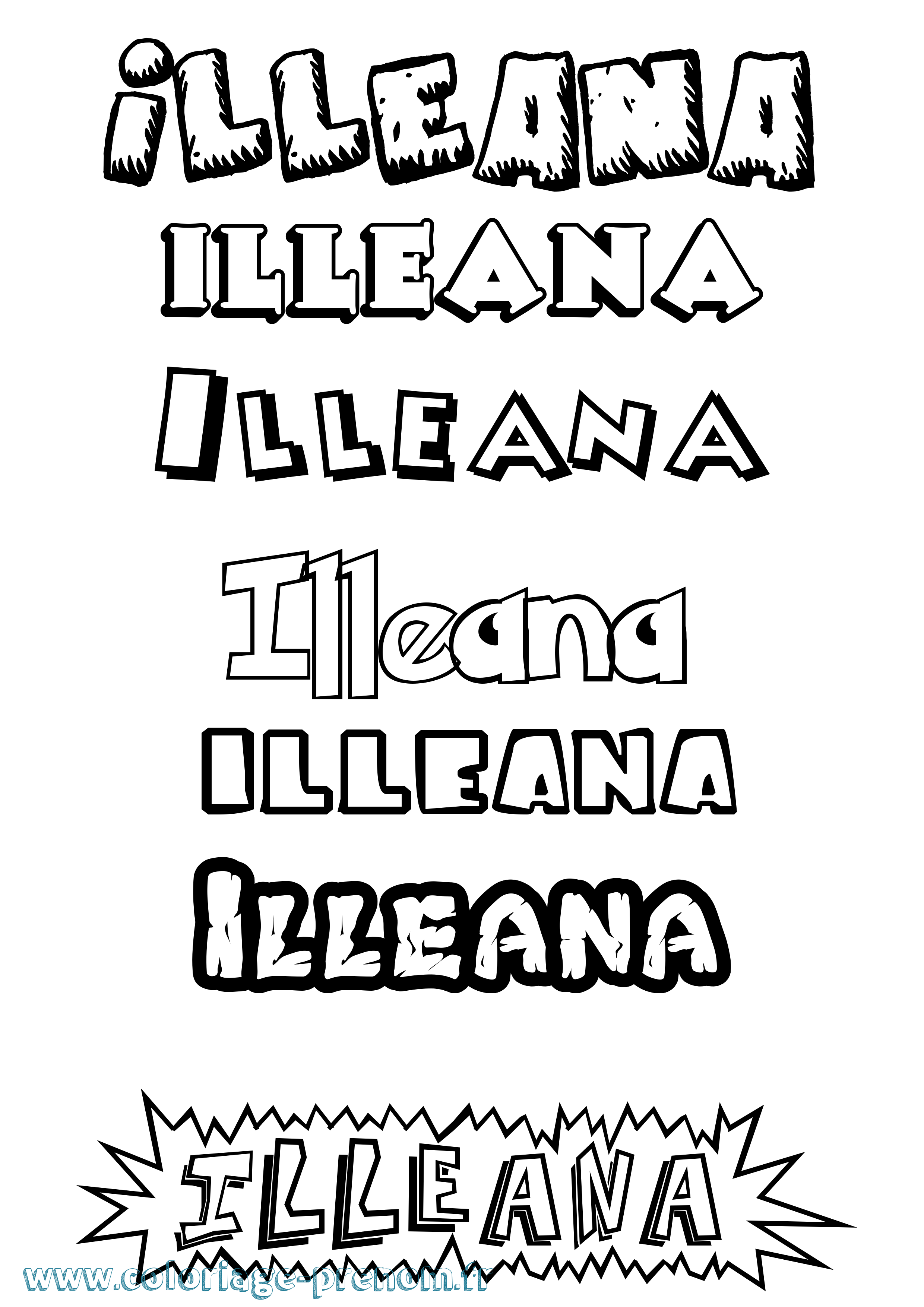 Coloriage Illeana Dessin Animé Coloriage prénom Illeana Dessin Animé