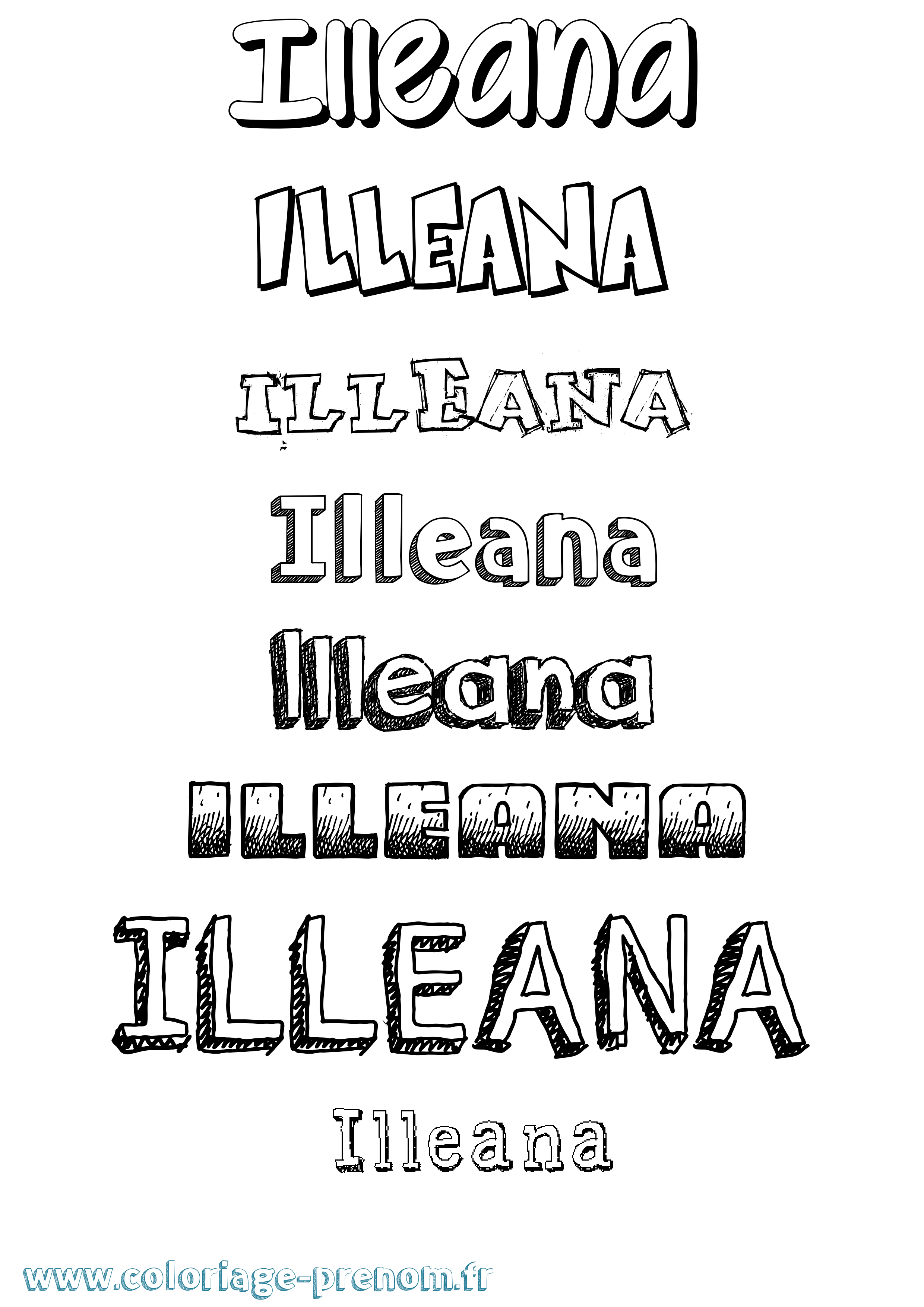 Coloriage Illeana Dessiné Coloriage prénom Illeana Dessiné