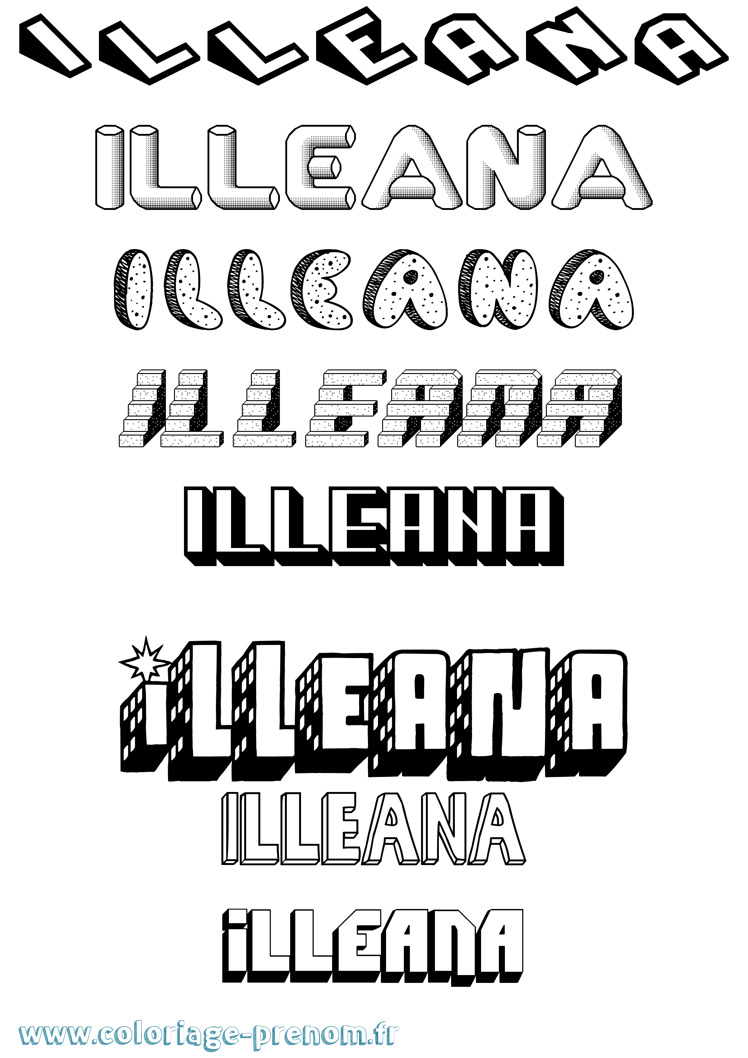 Coloriage Illeana Effet 3D Coloriage prénom Illeana Effet 3D