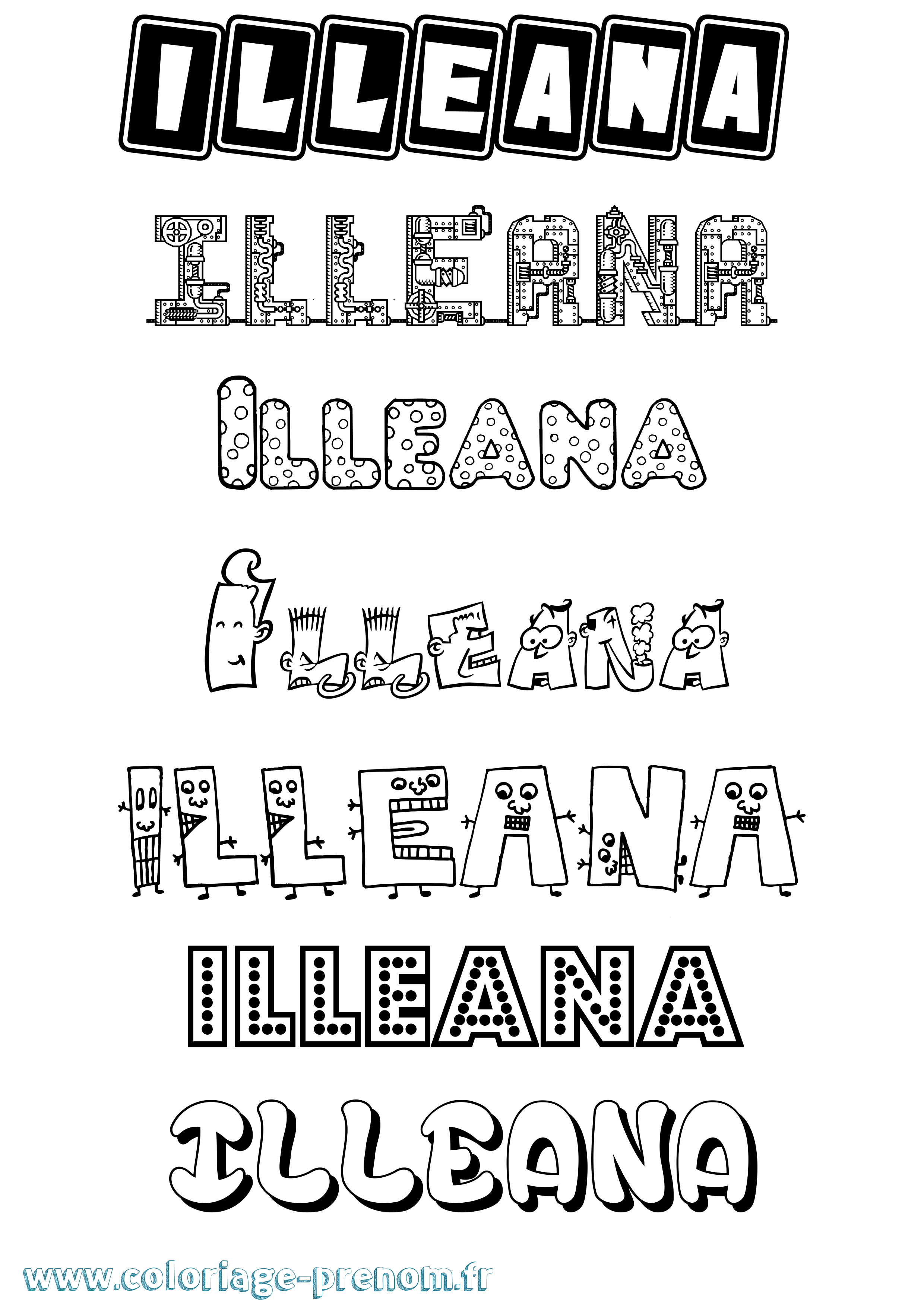 Coloriage Illeana Fun Coloriage prénom Illeana Fun