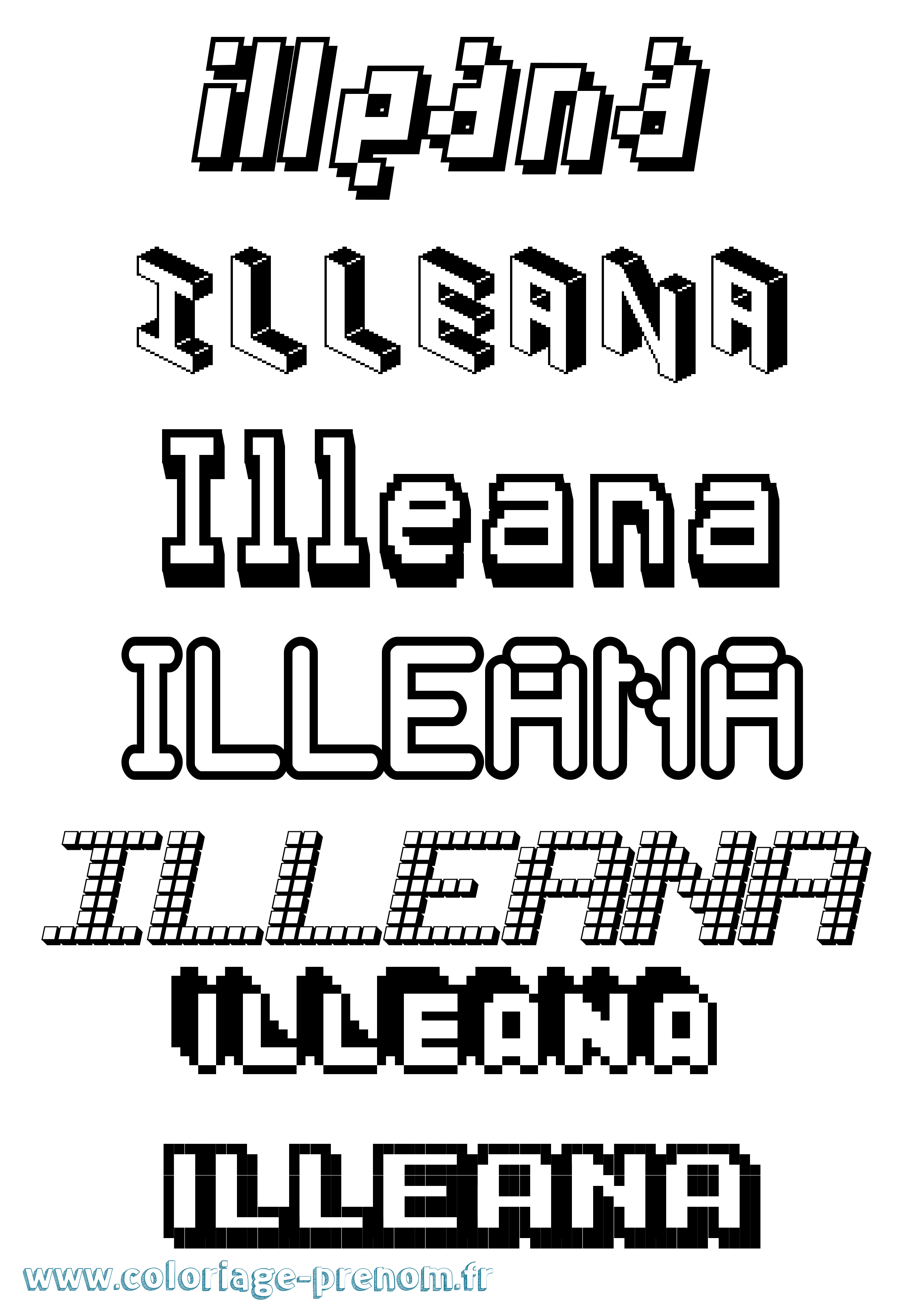 Coloriage Illeana Pixel Coloriage prénom Illeana Pixel