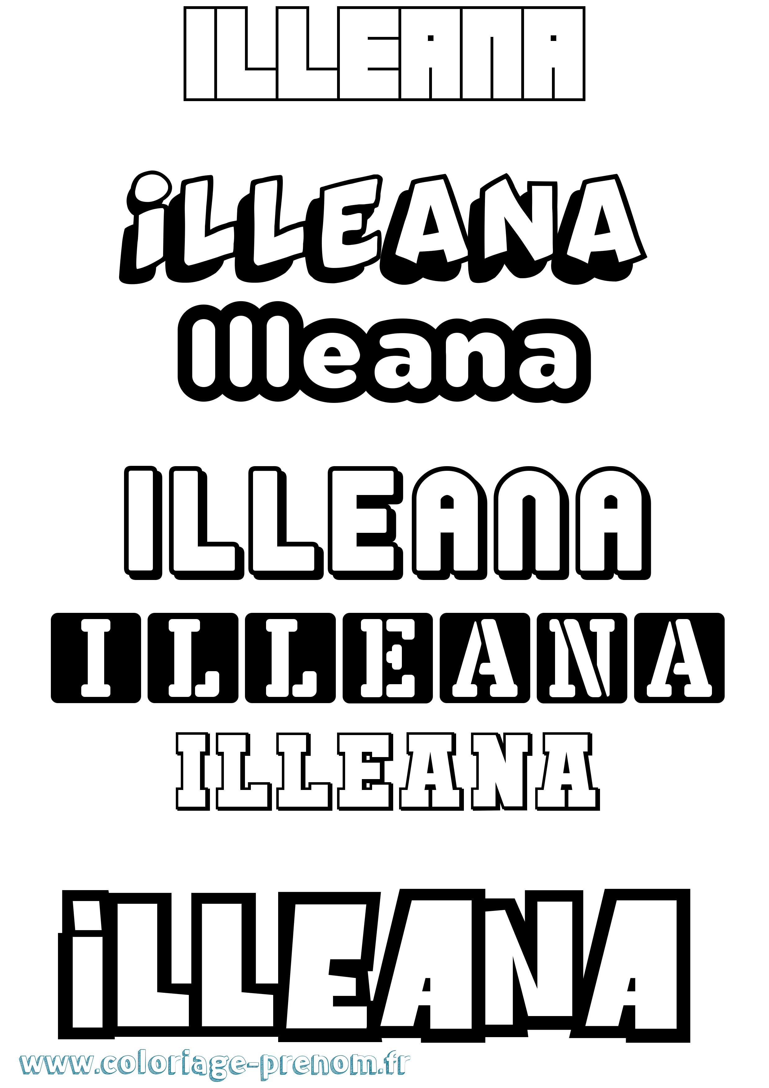 Coloriage Illeana Simple Coloriage prénom Illeana Simple