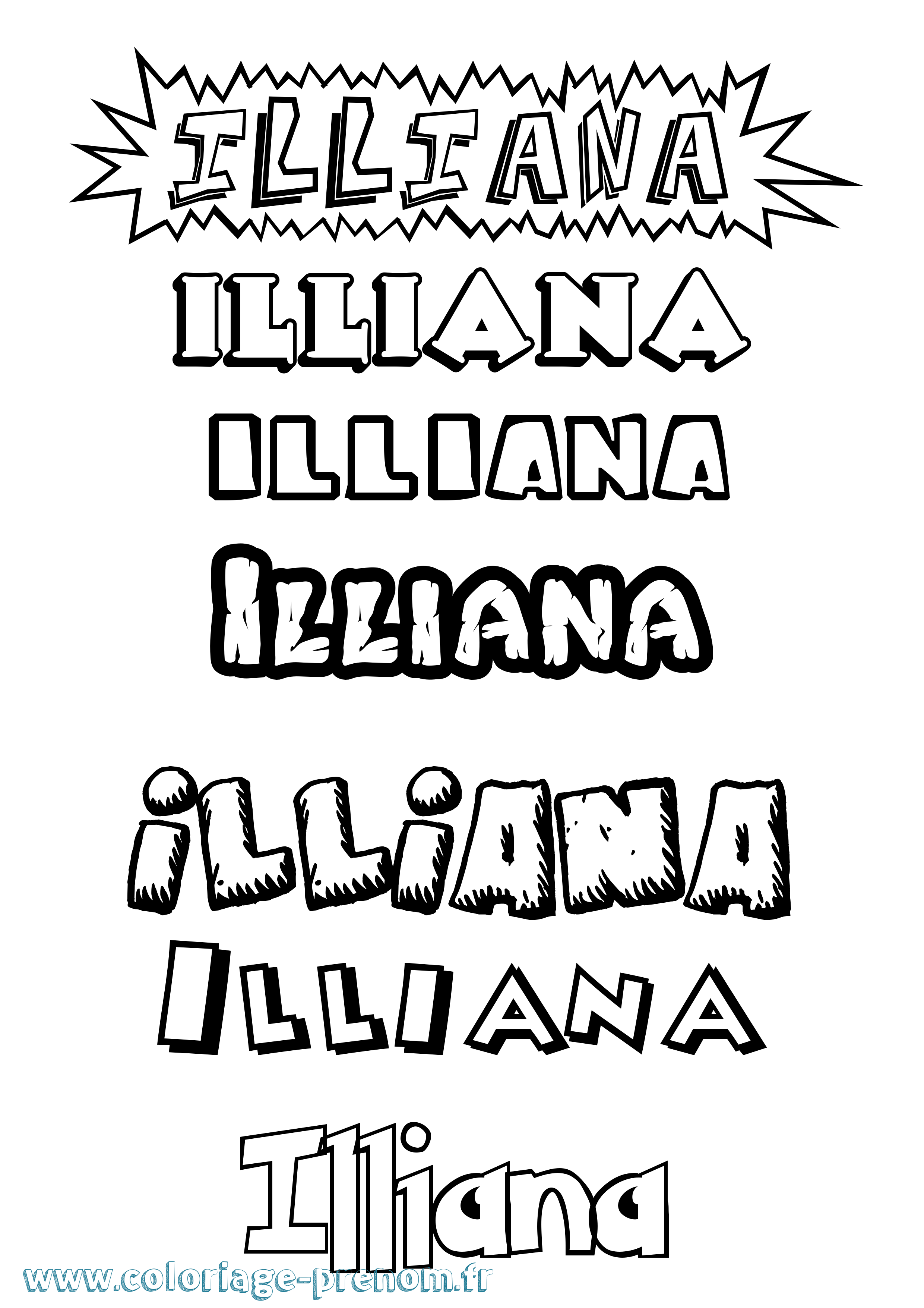 Coloriage Illiana Dessin Animé Coloriage prénom Illiana Dessin Animé