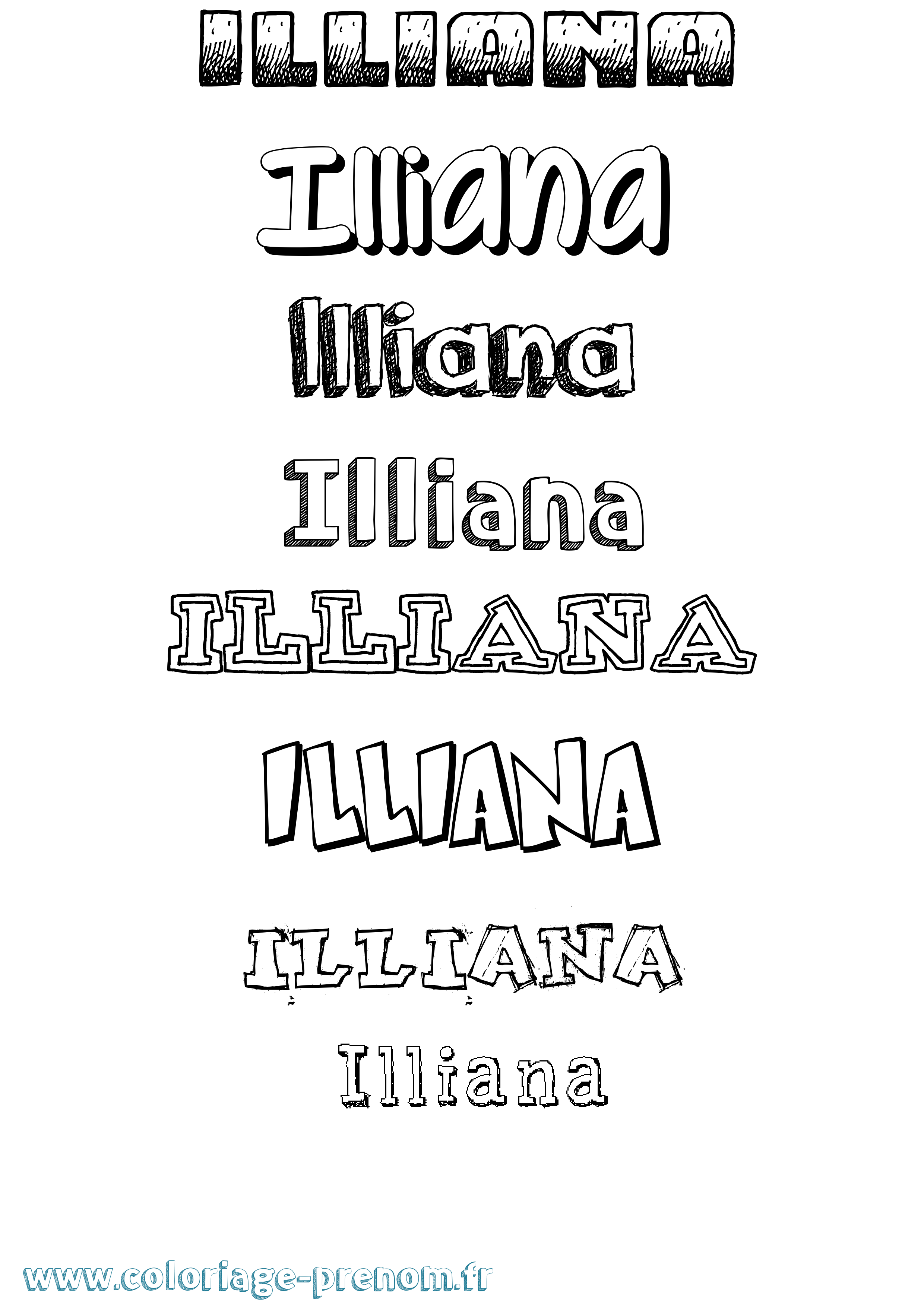 Coloriage Illiana Dessiné Coloriage prénom Illiana Dessiné