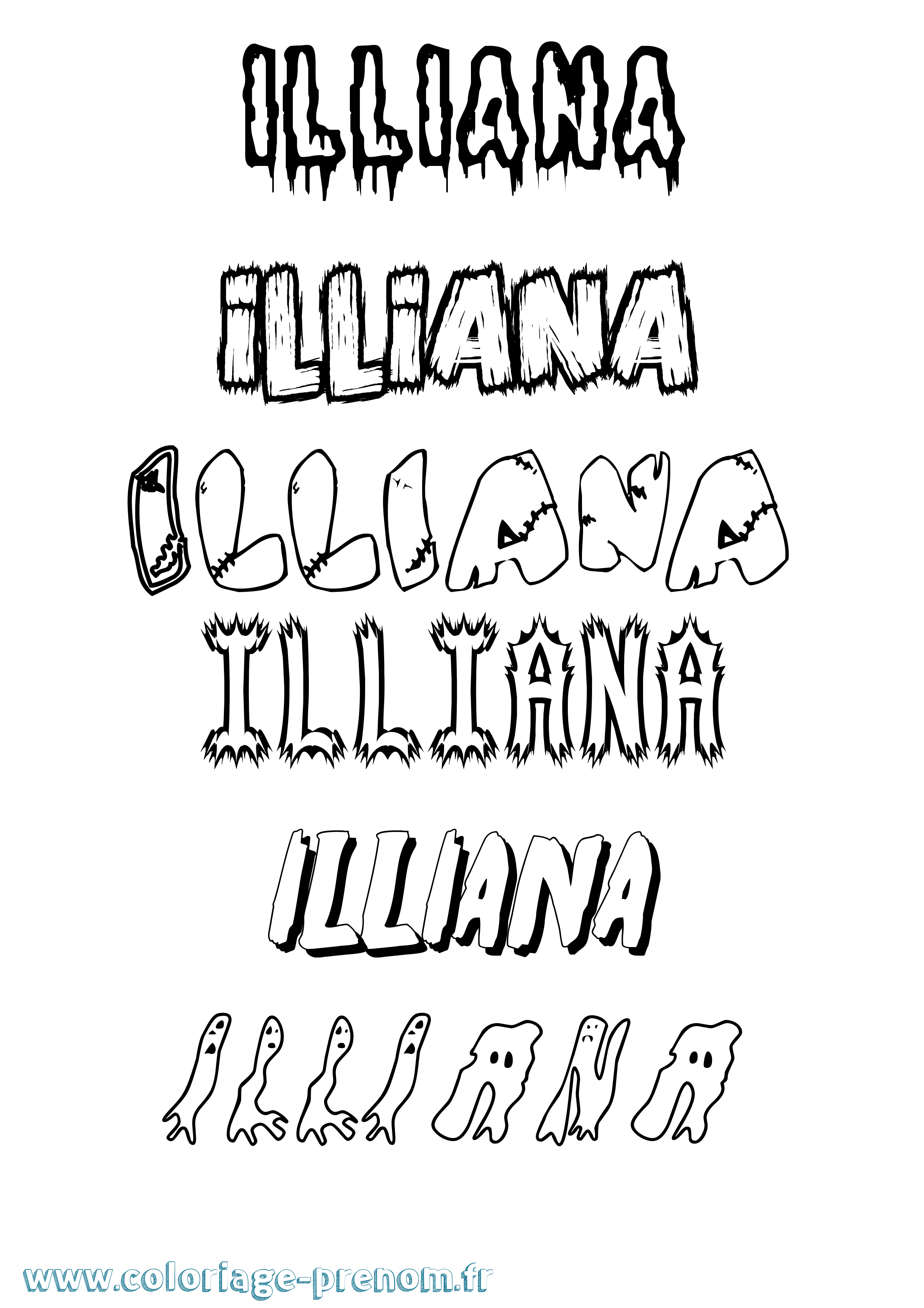 Coloriage Illiana Frisson Coloriage prénom Illiana Frisson