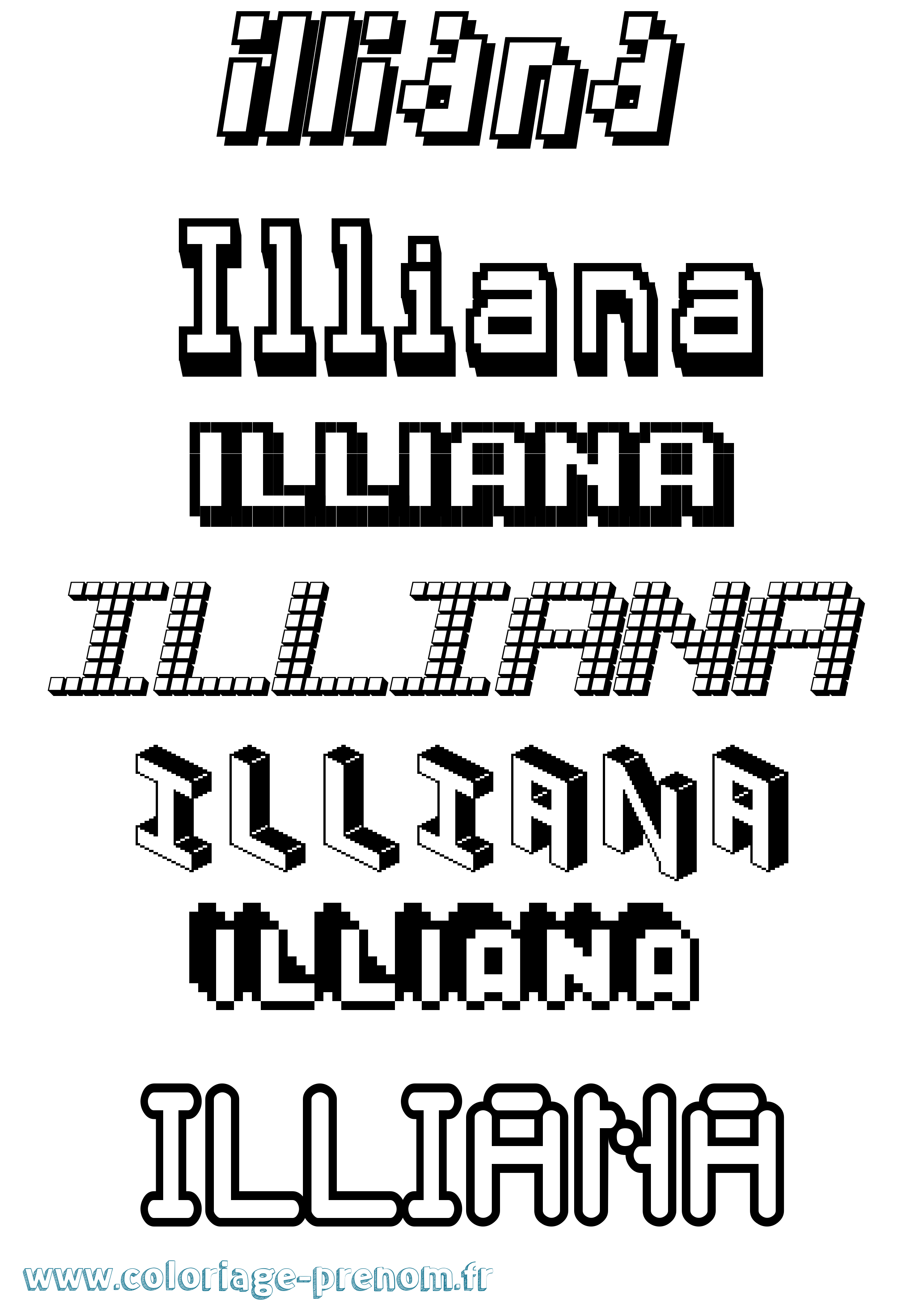 Coloriage Illiana Pixel Coloriage prénom Illiana Pixel