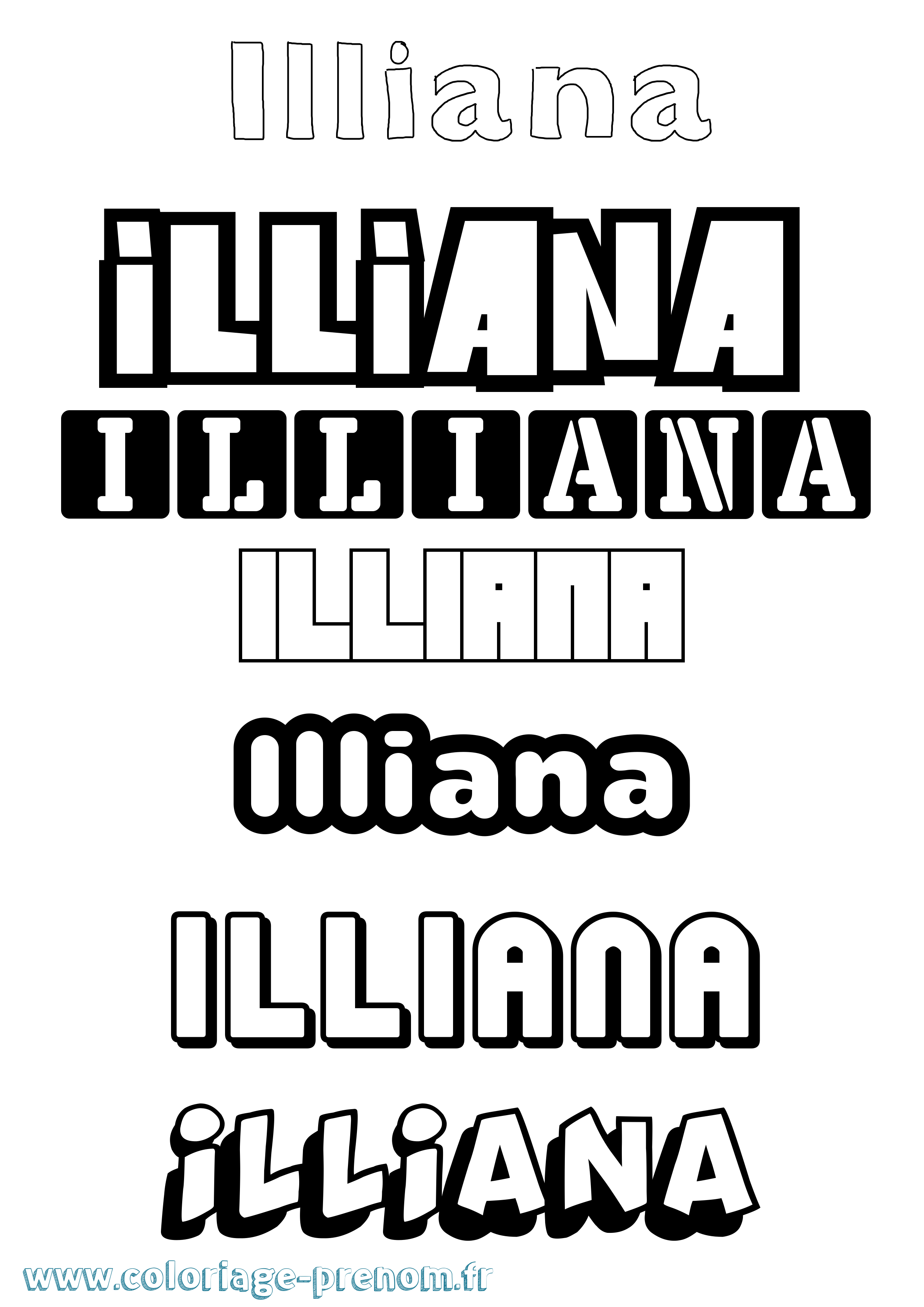 Coloriage Illiana Simple Coloriage prénom Illiana Simple
