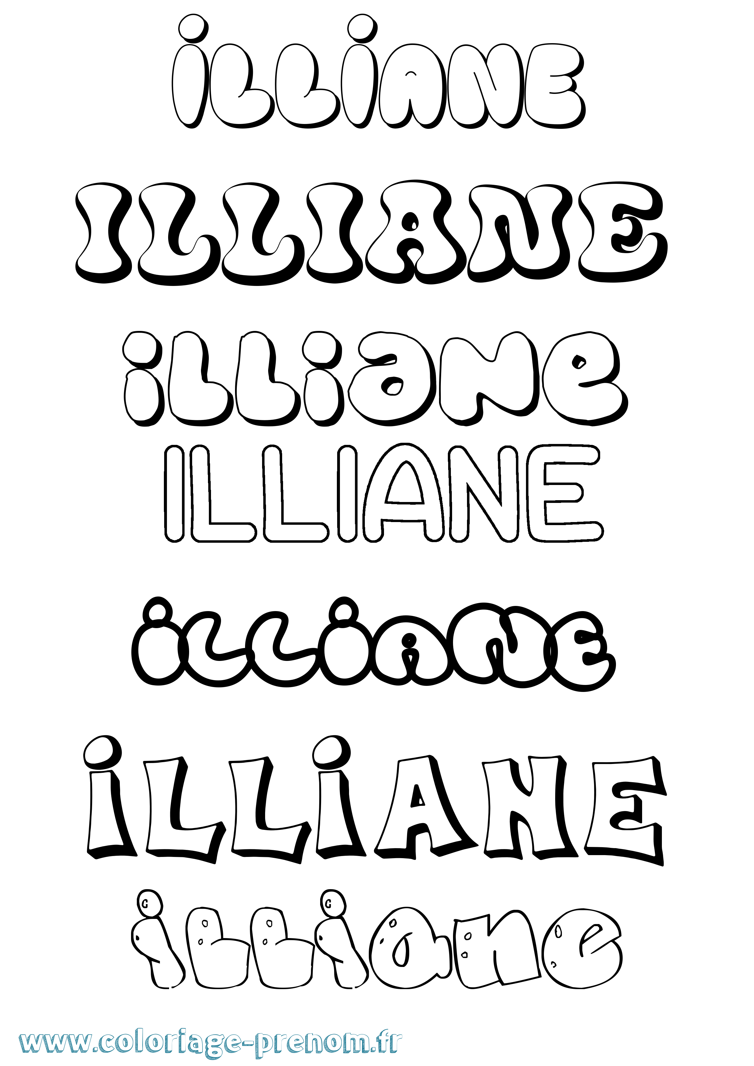 Coloriage Illiane Bubble Coloriage prénom Illiane Bubble