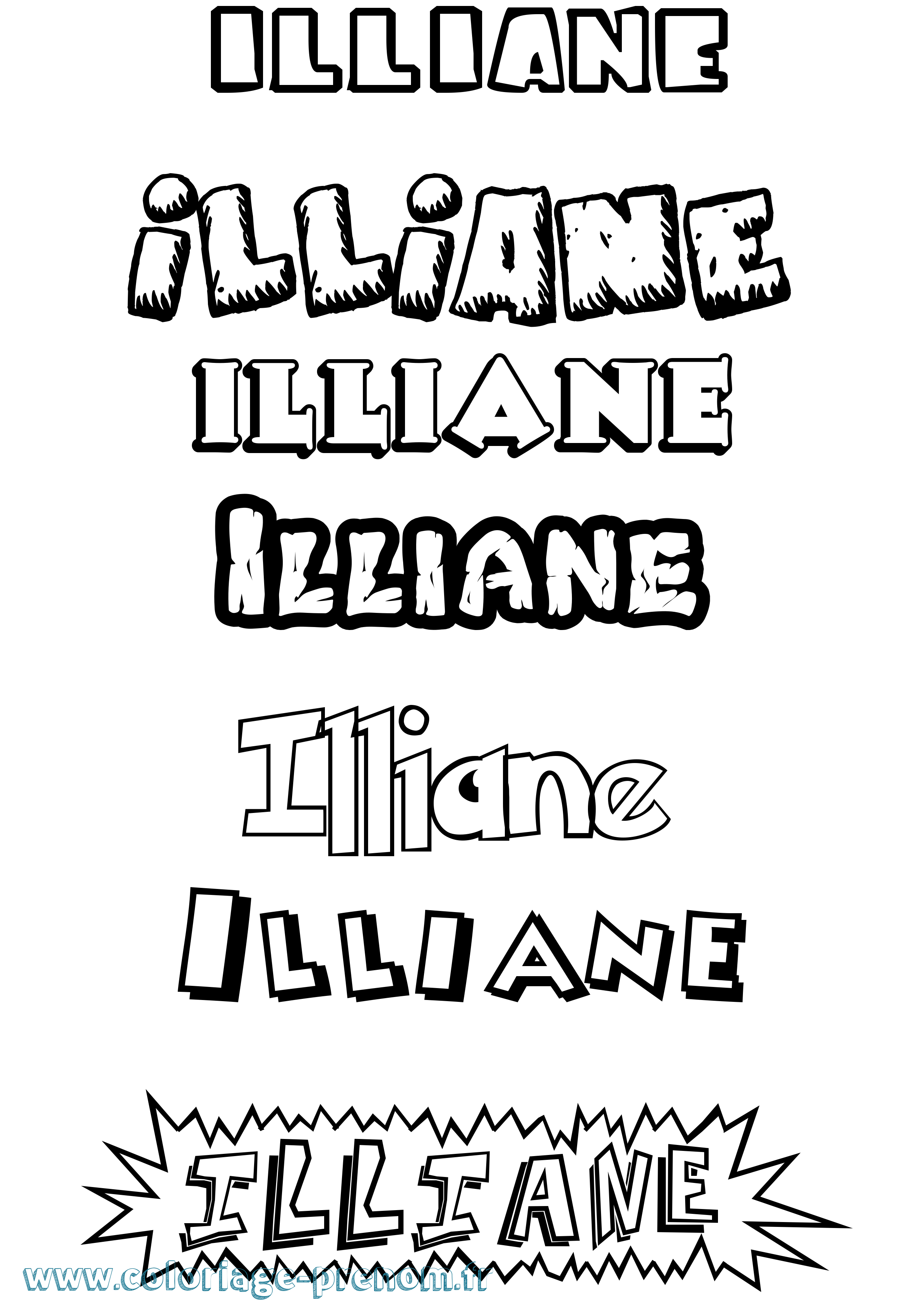Coloriage Illiane Dessin Animé Coloriage prénom Illiane Dessin Animé