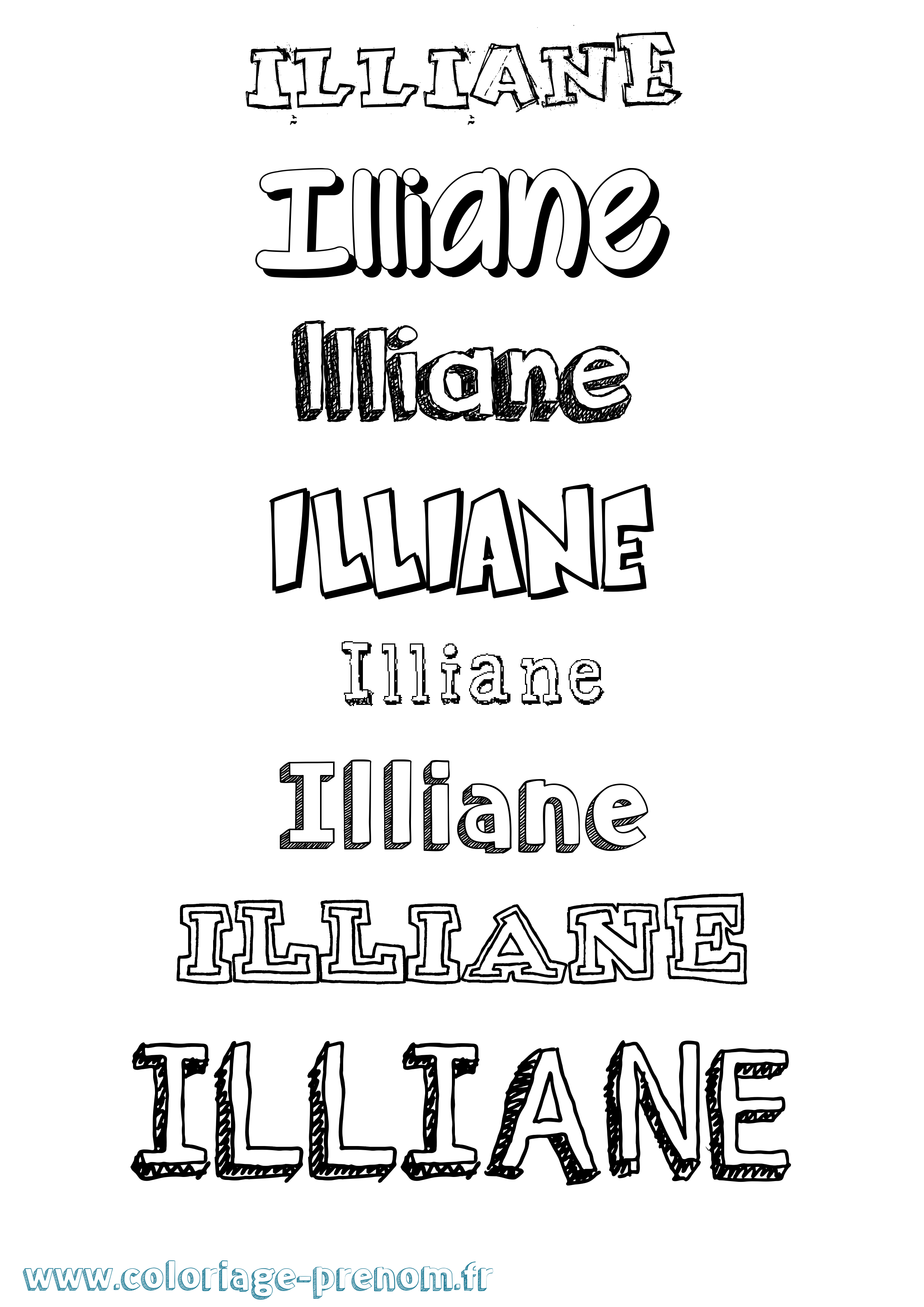 Coloriage Illiane Dessiné Coloriage prénom Illiane Dessiné