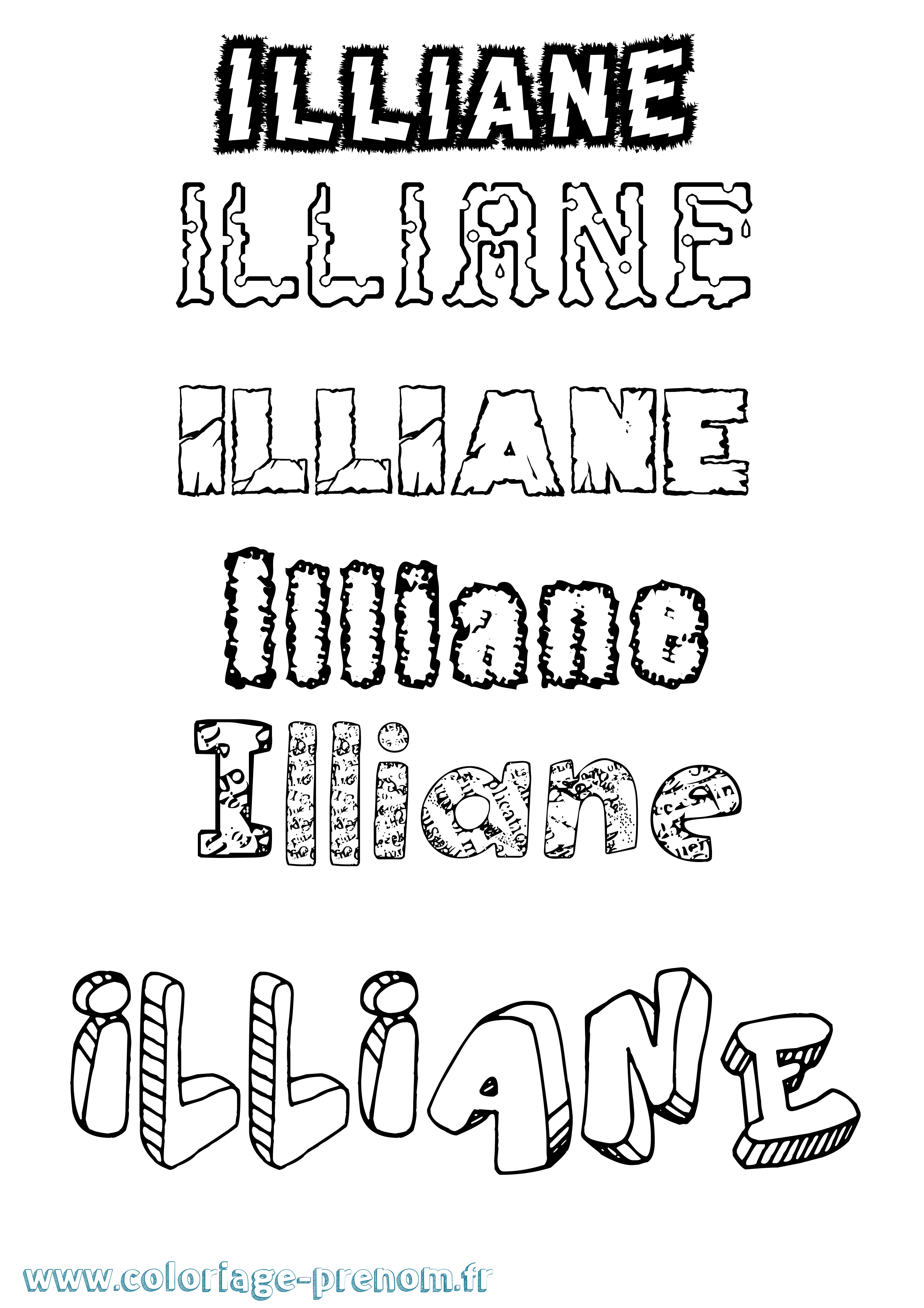 Coloriage Illiane Destructuré Coloriage prénom Illiane Destructuré