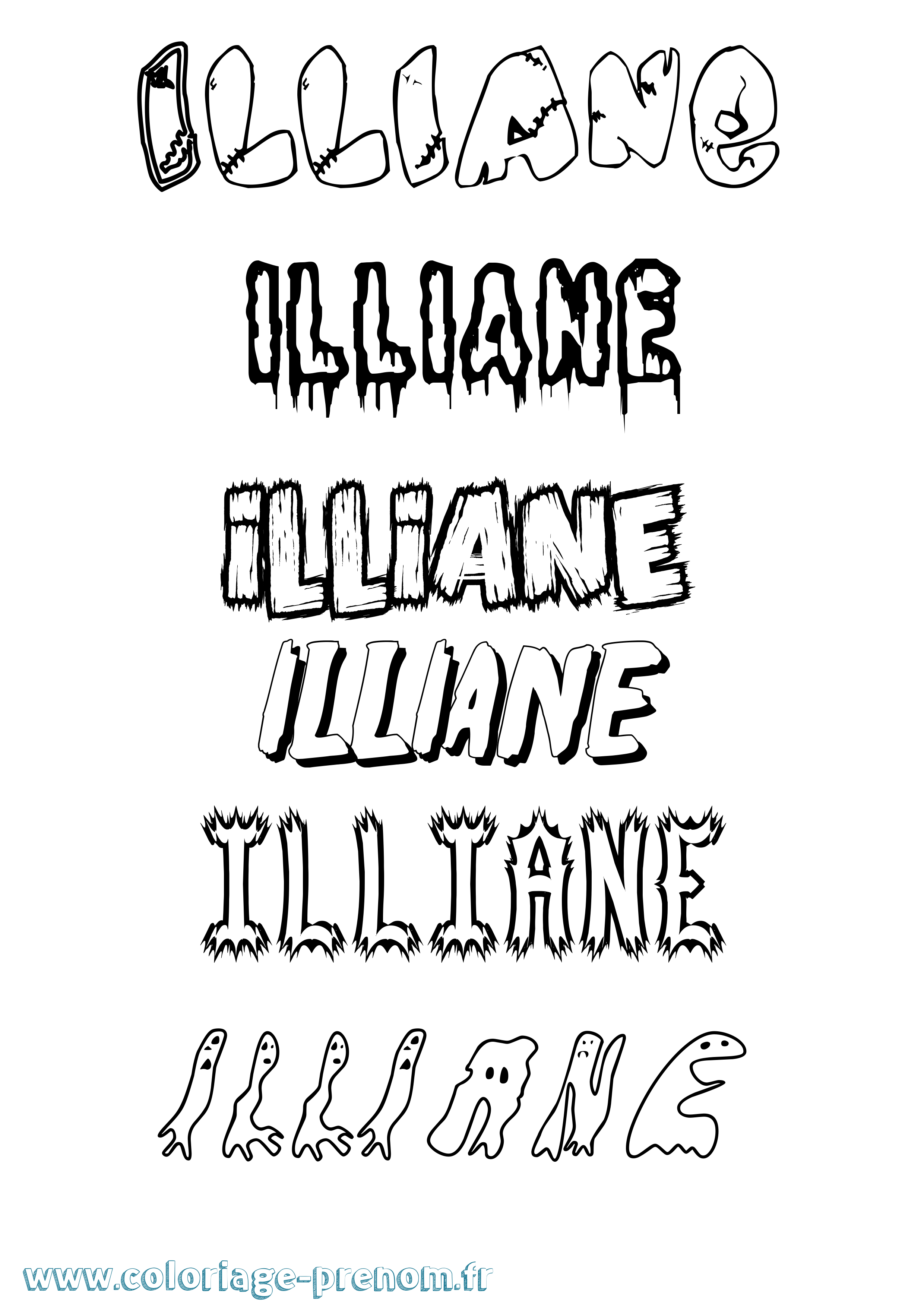 Coloriage Illiane Frisson Coloriage prénom Illiane Frisson