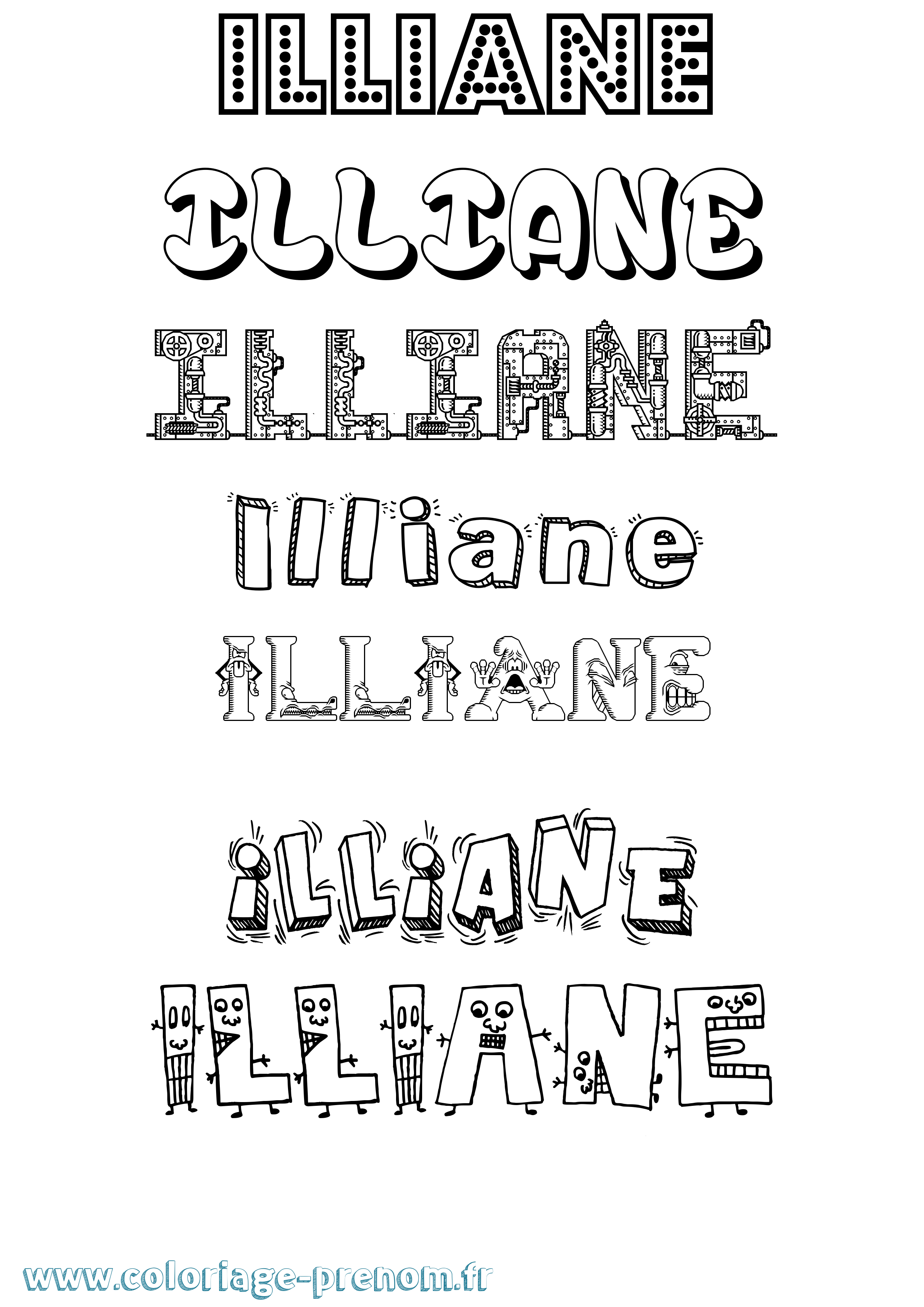 Coloriage Illiane Fun Coloriage prénom Illiane Fun