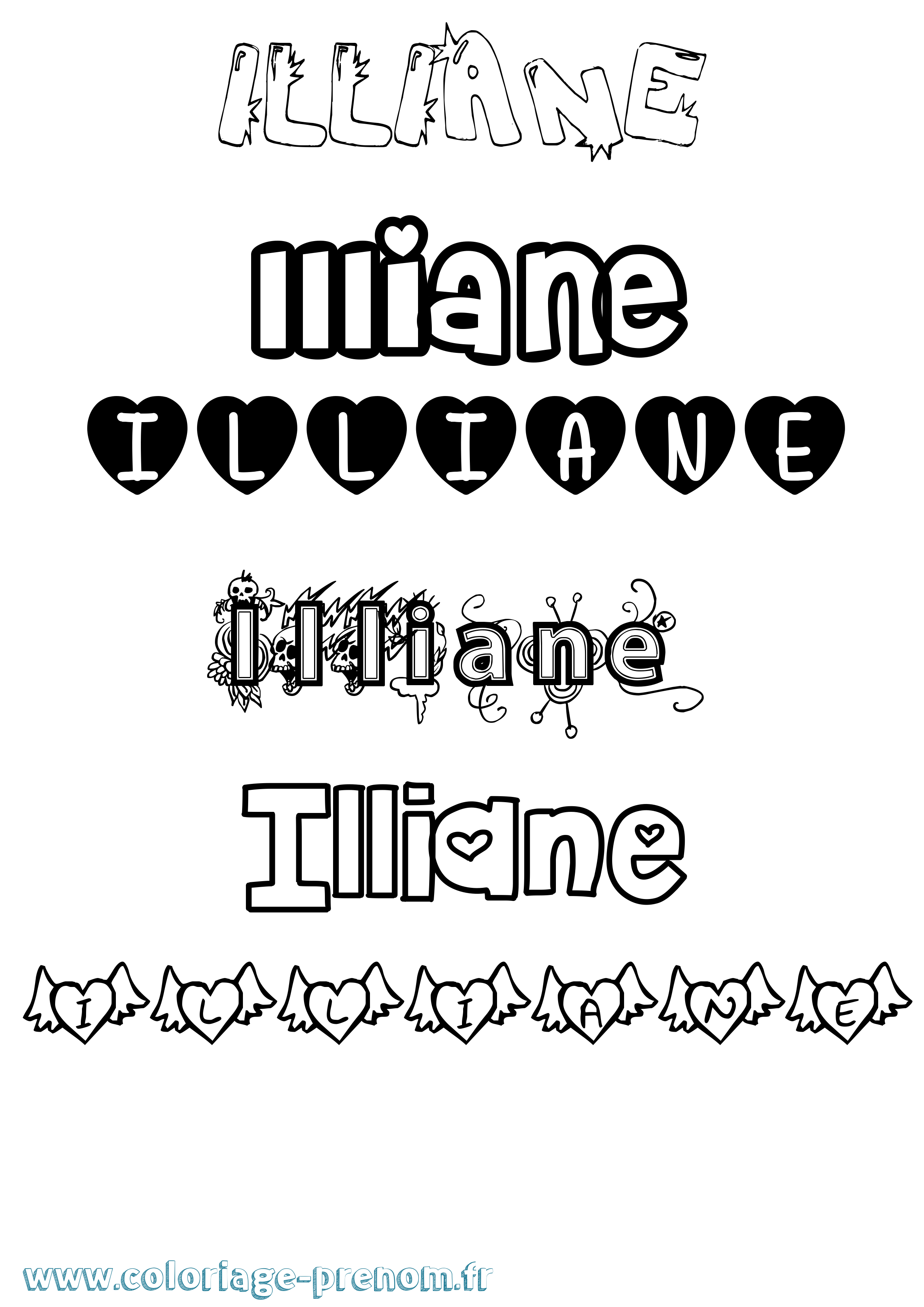 Coloriage Illiane Girly Coloriage prénom Illiane Girly