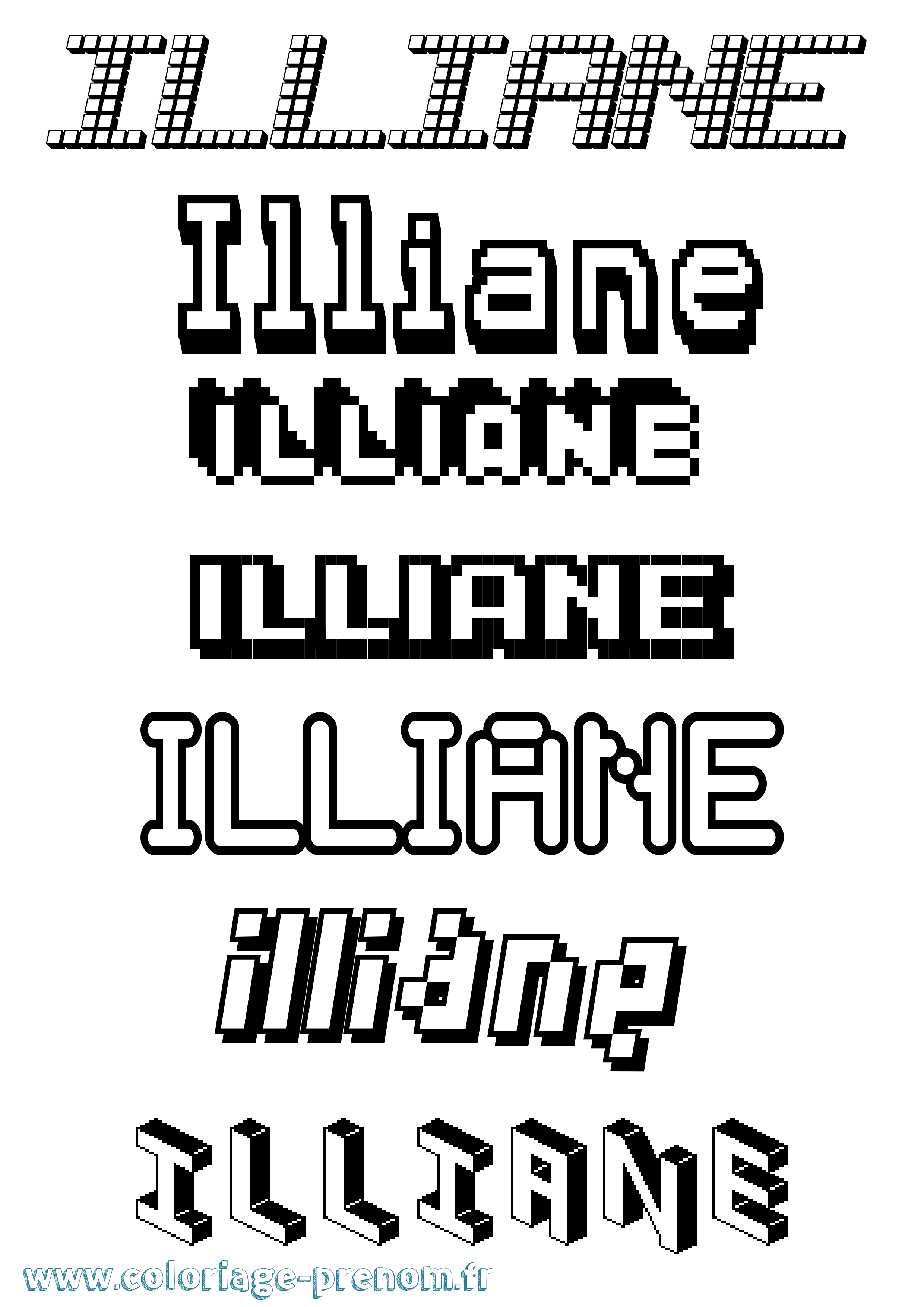 Coloriage Illiane Pixel Coloriage prénom Illiane Pixel