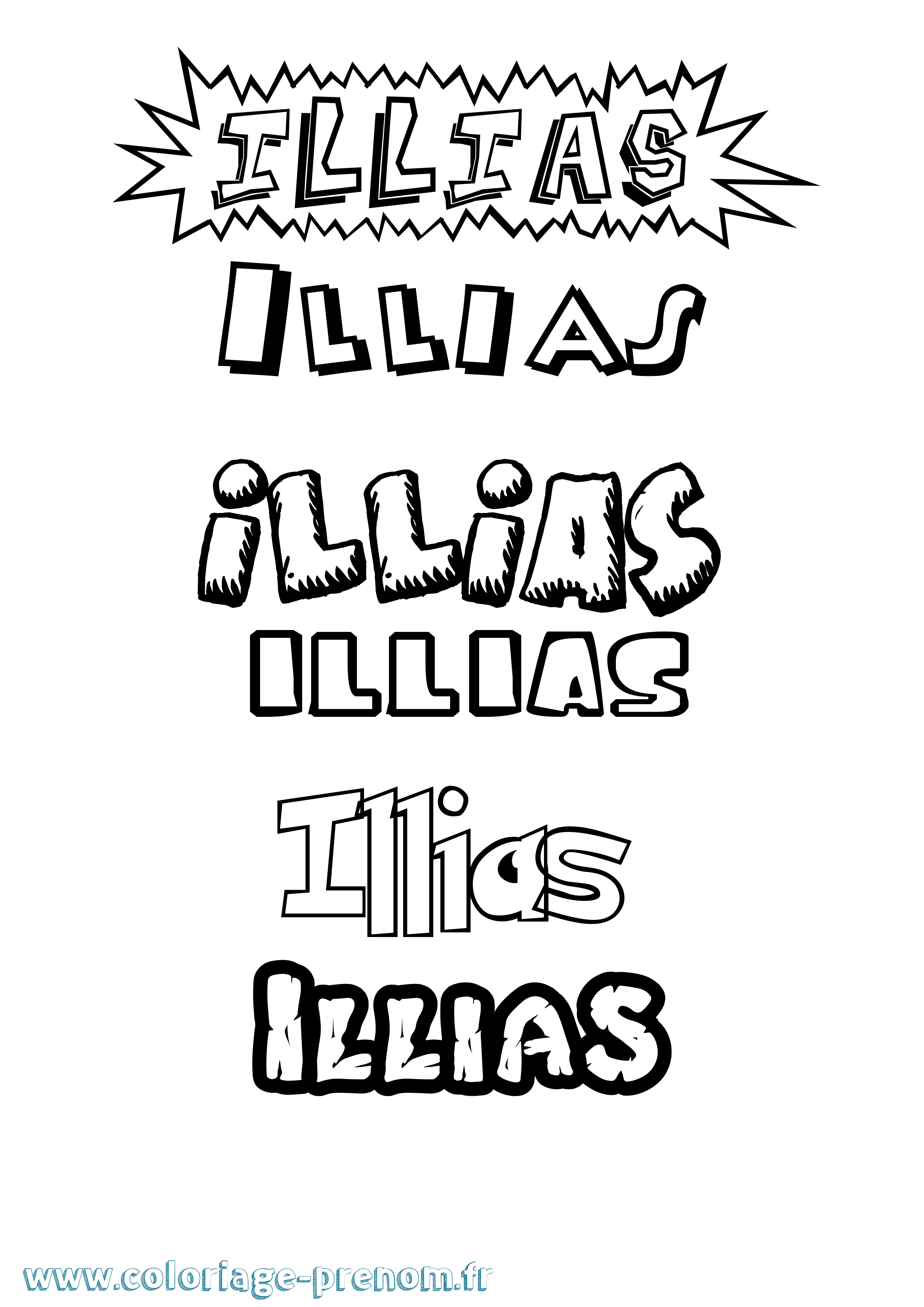 Coloriage Illias Dessin Animé Coloriage prénom Illias Dessin Animé