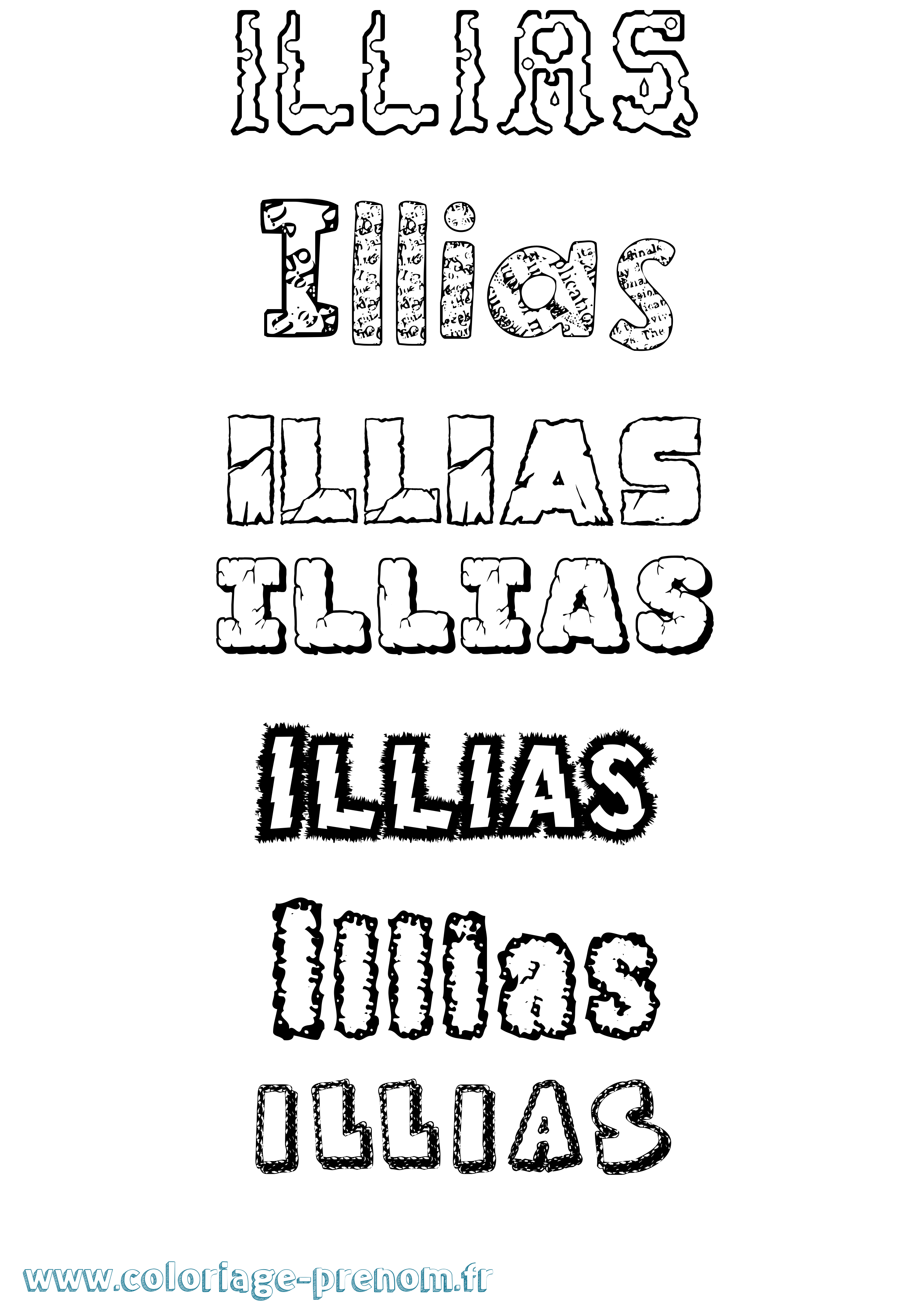 Coloriage Illias Destructuré Coloriage prénom Illias Destructuré