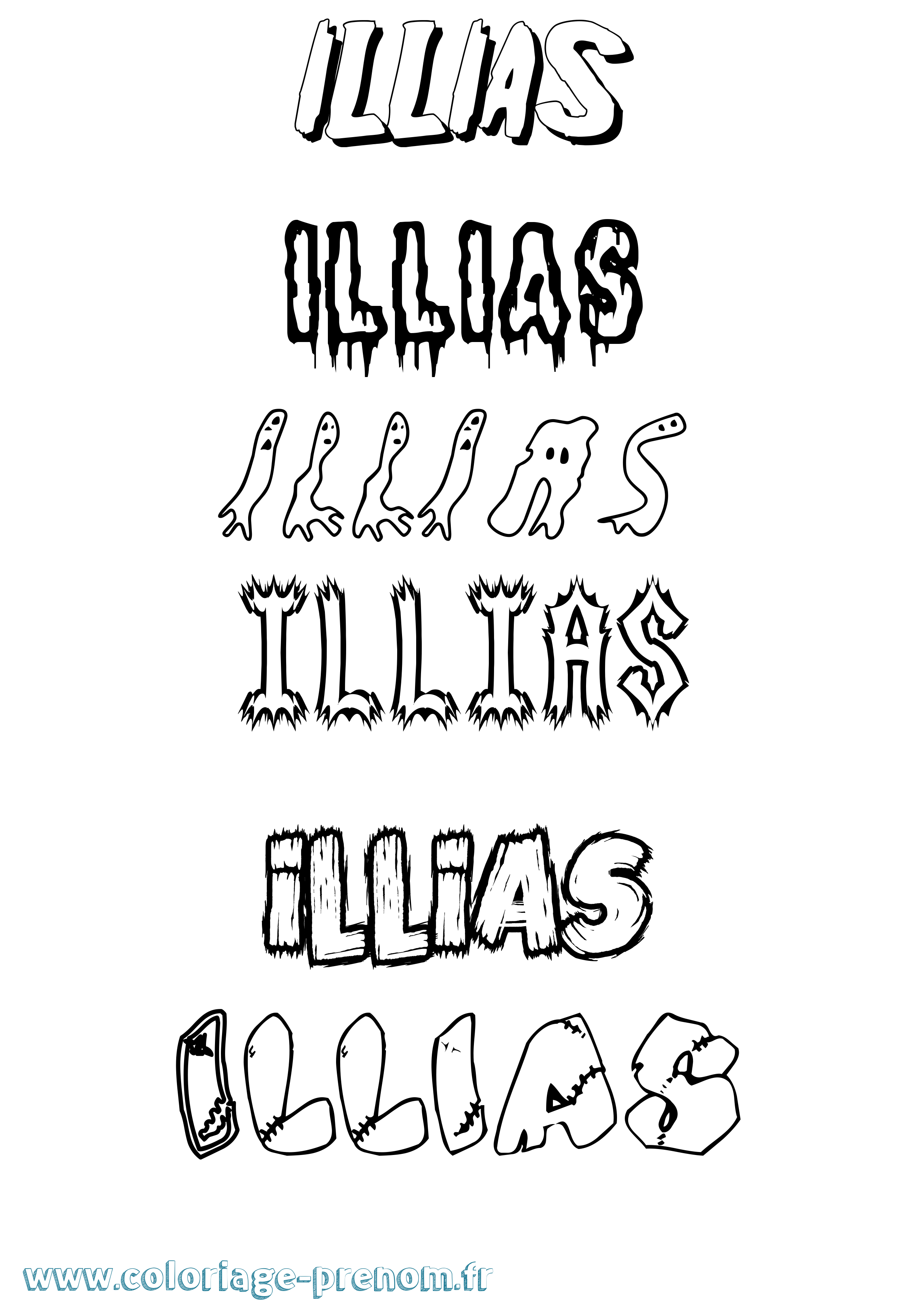 Coloriage Illias Frisson Coloriage prénom Illias Frisson