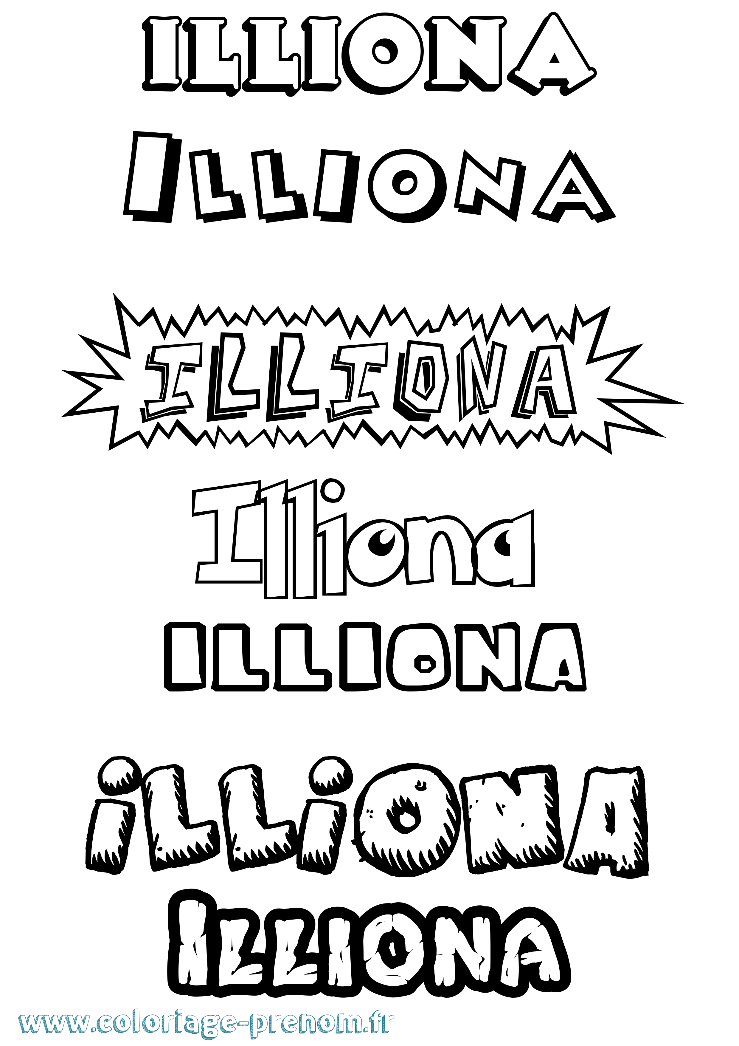 Coloriage Illiona Dessin Animé Coloriage prénom Illiona Dessin Animé