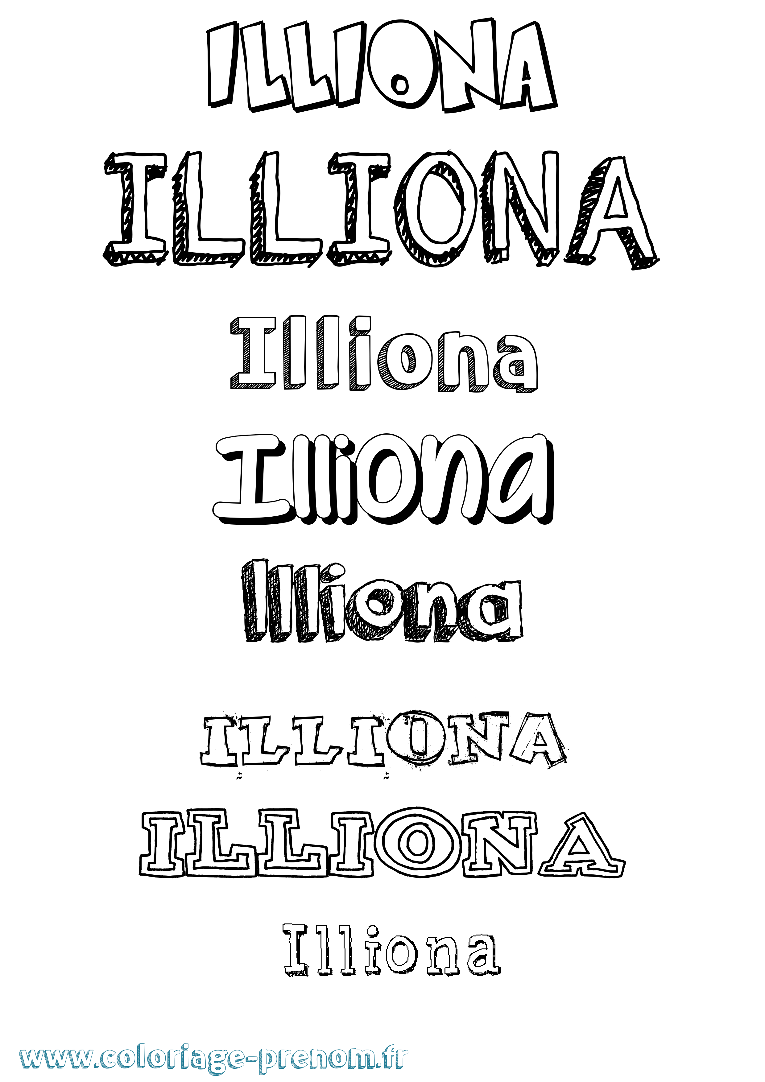 Coloriage Illiona Dessiné Coloriage prénom Illiona Dessiné