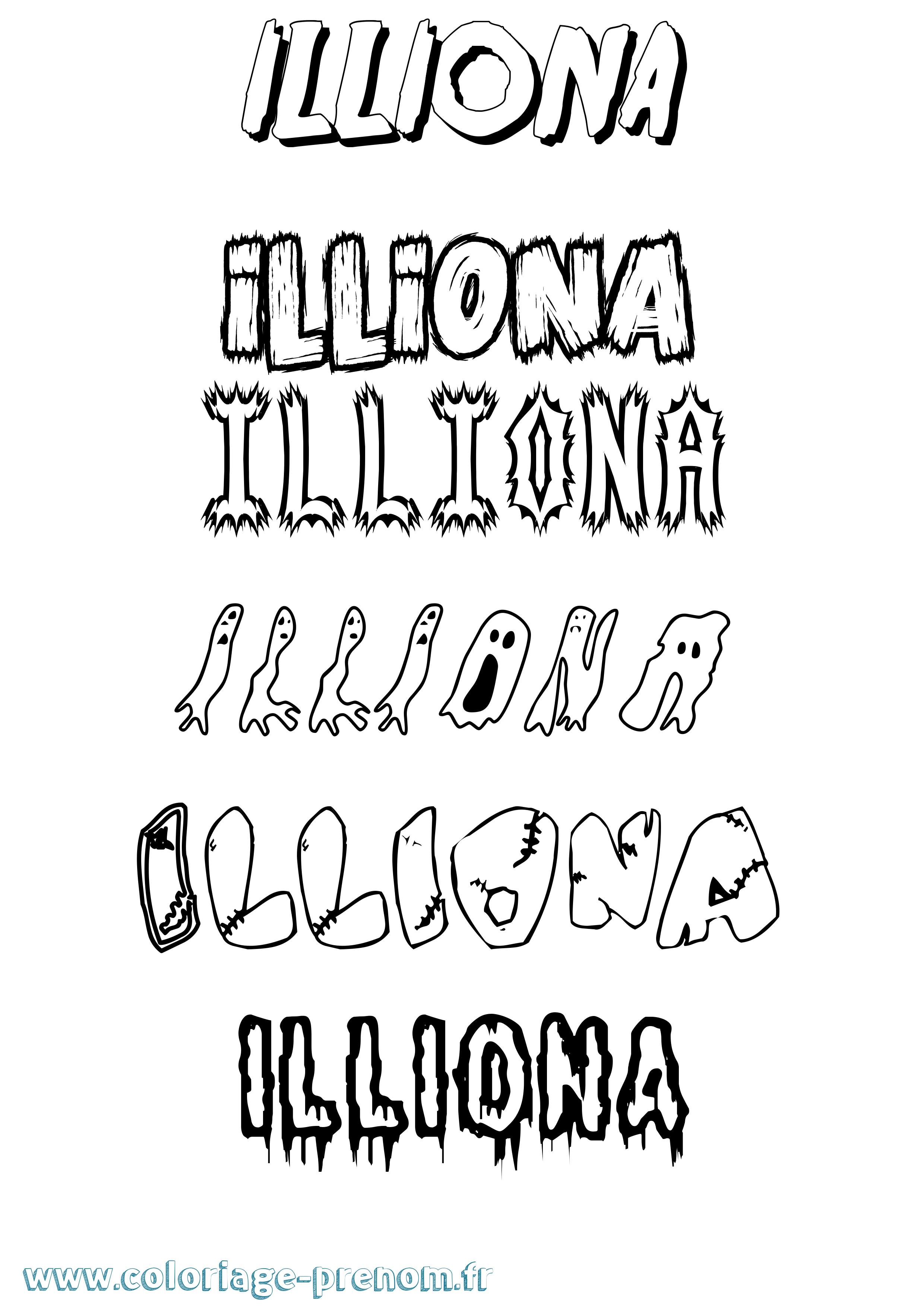 Coloriage Illiona Frisson Coloriage prénom Illiona Frisson
