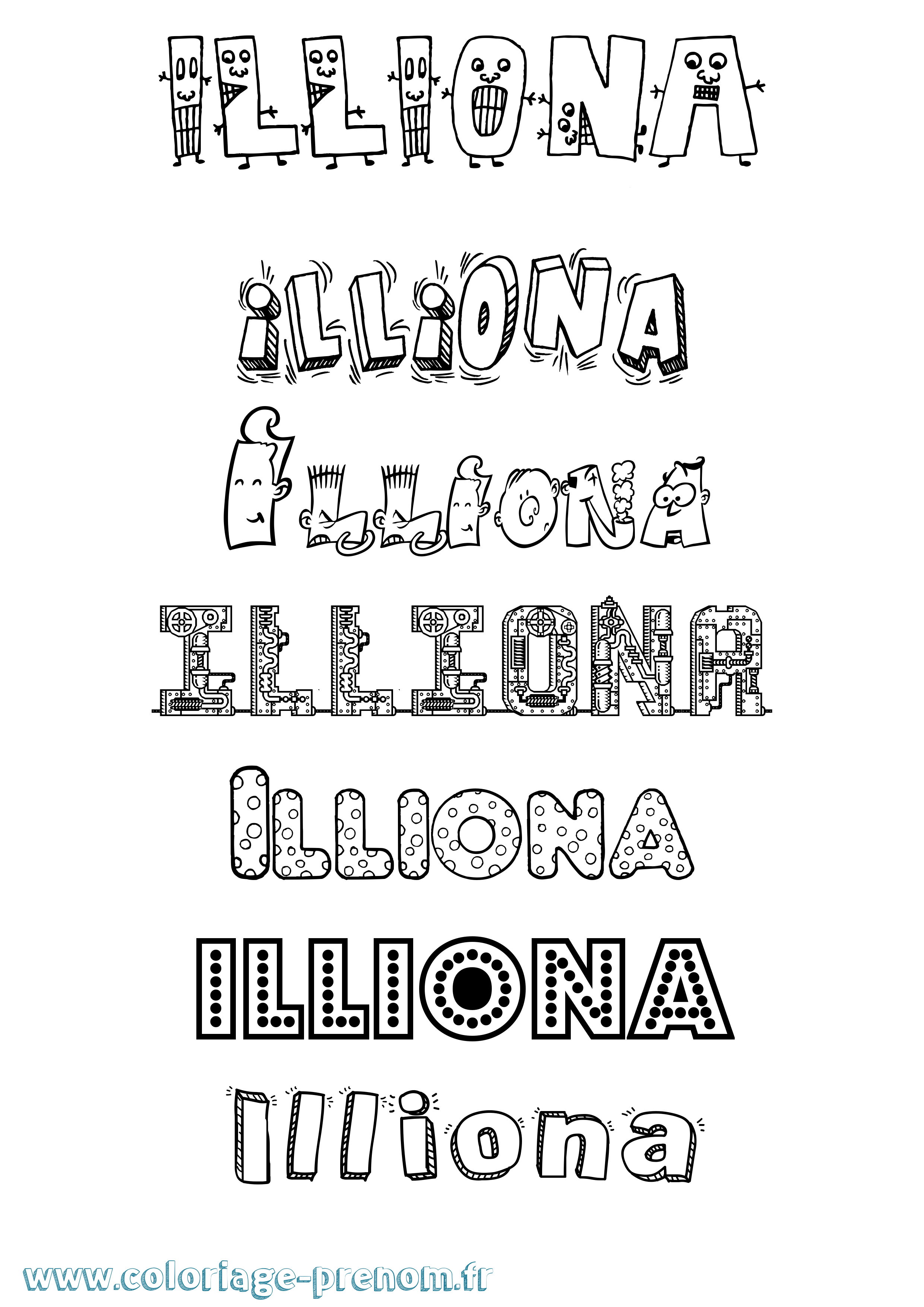Coloriage Illiona Fun Coloriage prénom Illiona Fun