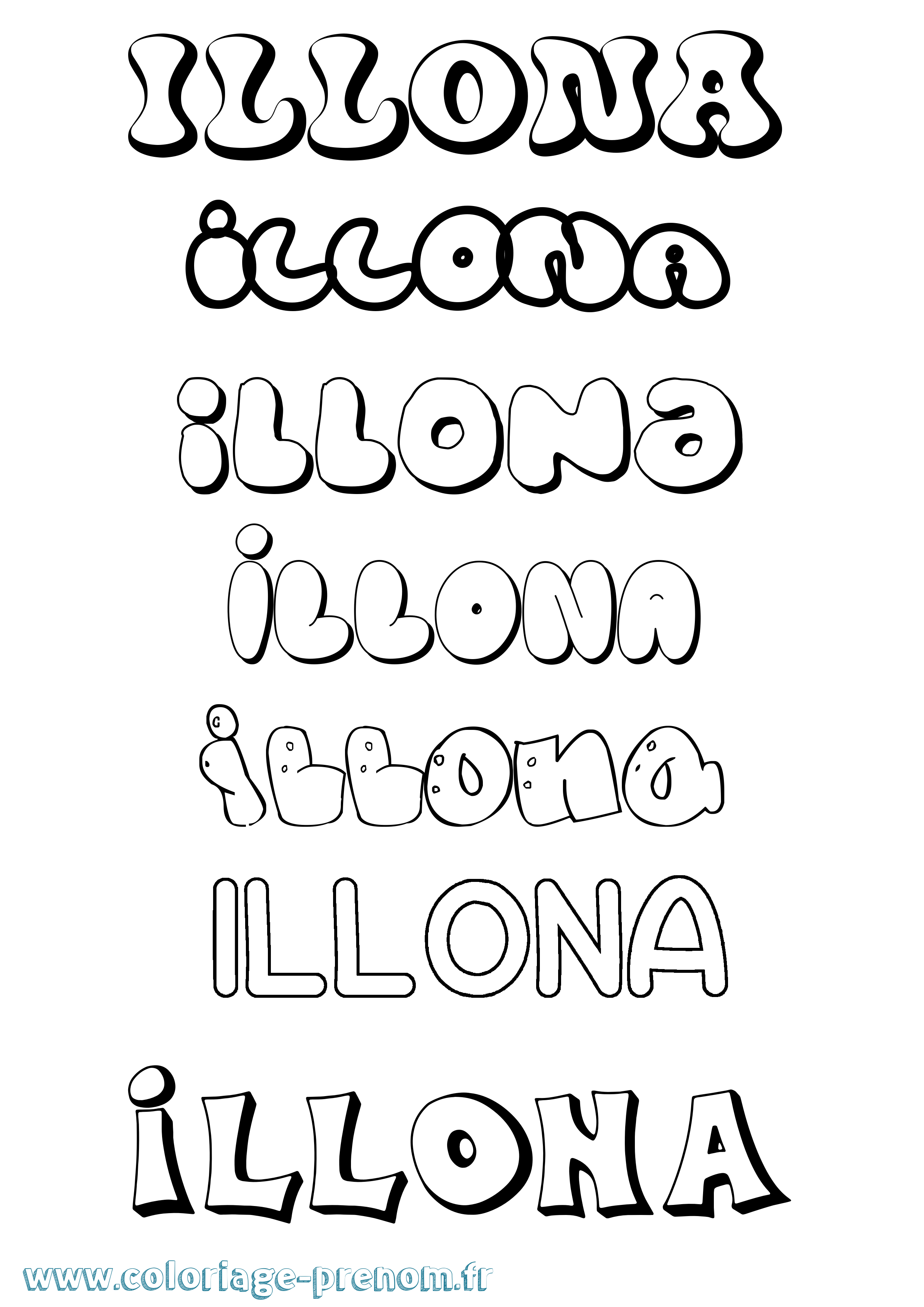 Coloriage Illona Bubble Coloriage prénom Illona Bubble