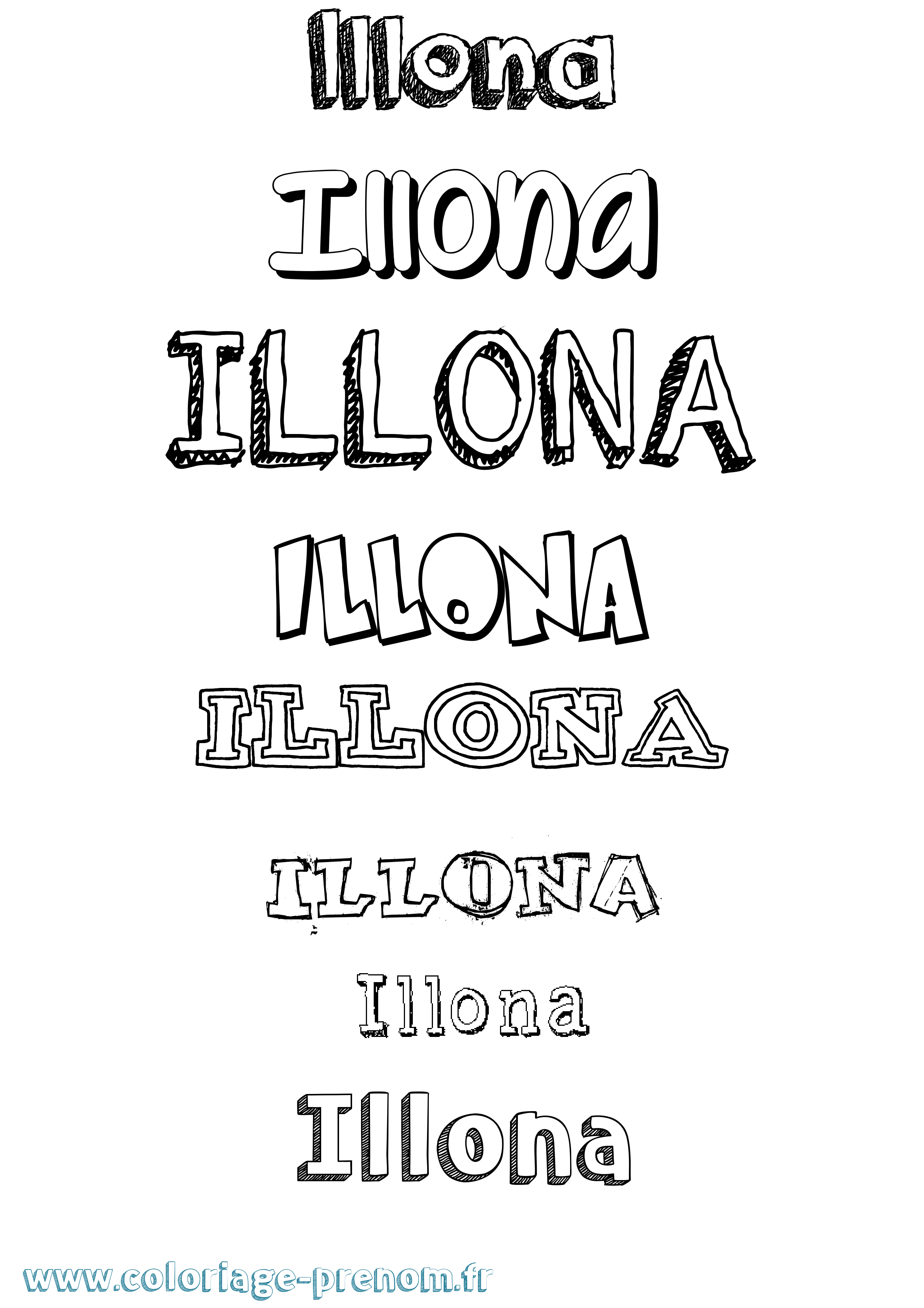 Coloriage Illona Dessiné Coloriage prénom Illona Dessiné