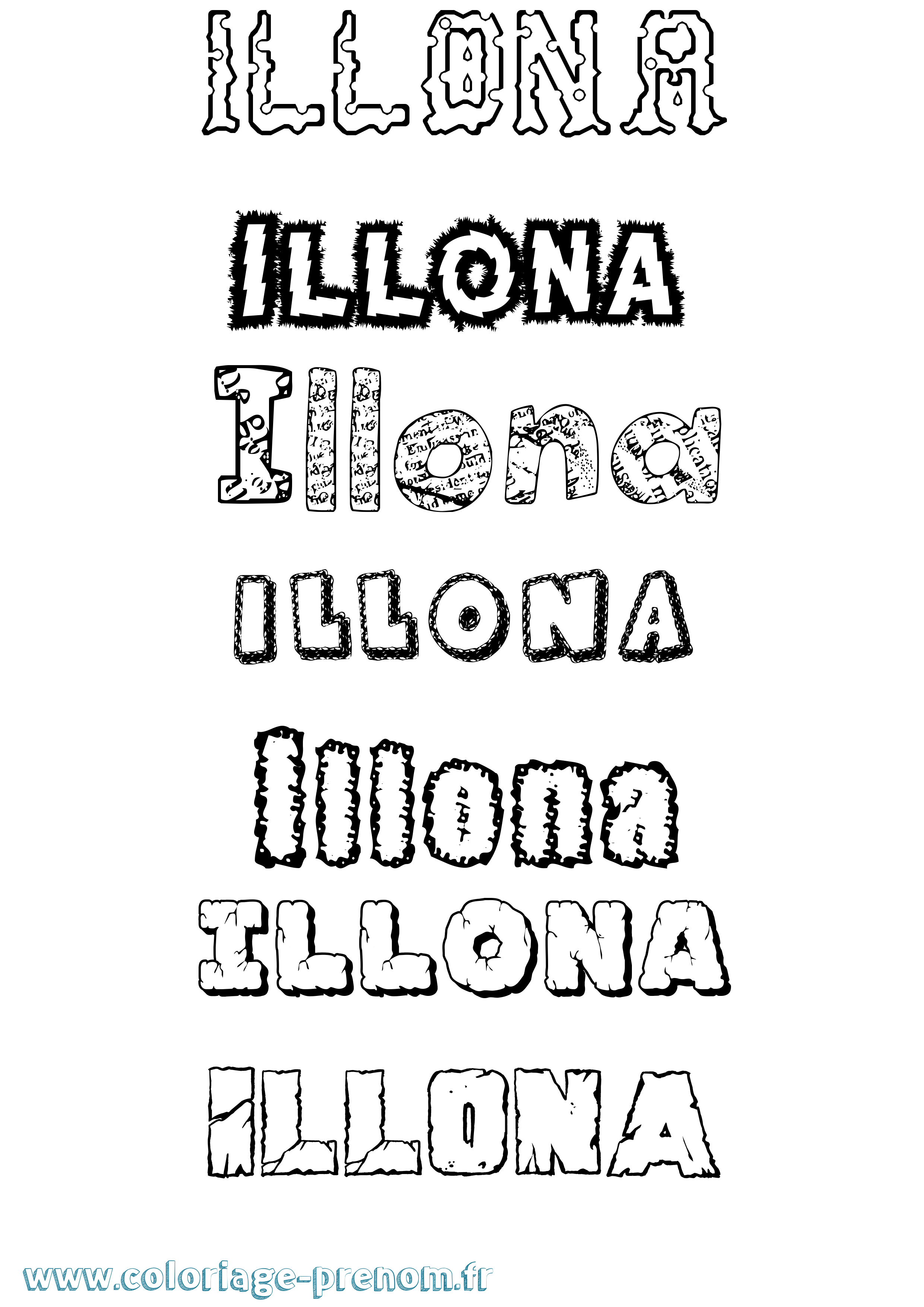 Coloriage Illona Destructuré Coloriage prénom Illona Destructuré